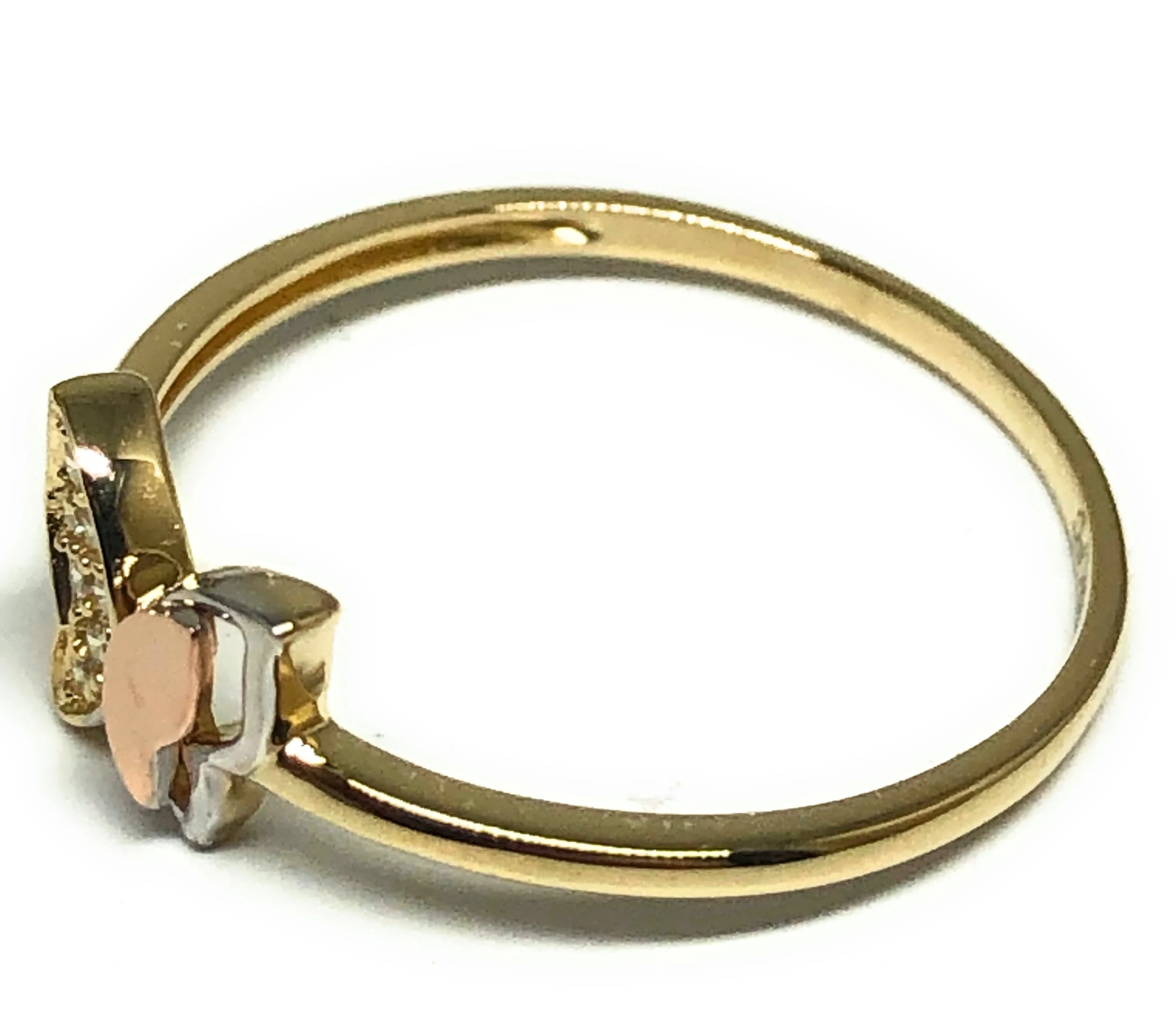 10k Solid Gold Tri-Color CZ Butterfly Ring (FC 59) - Image 2