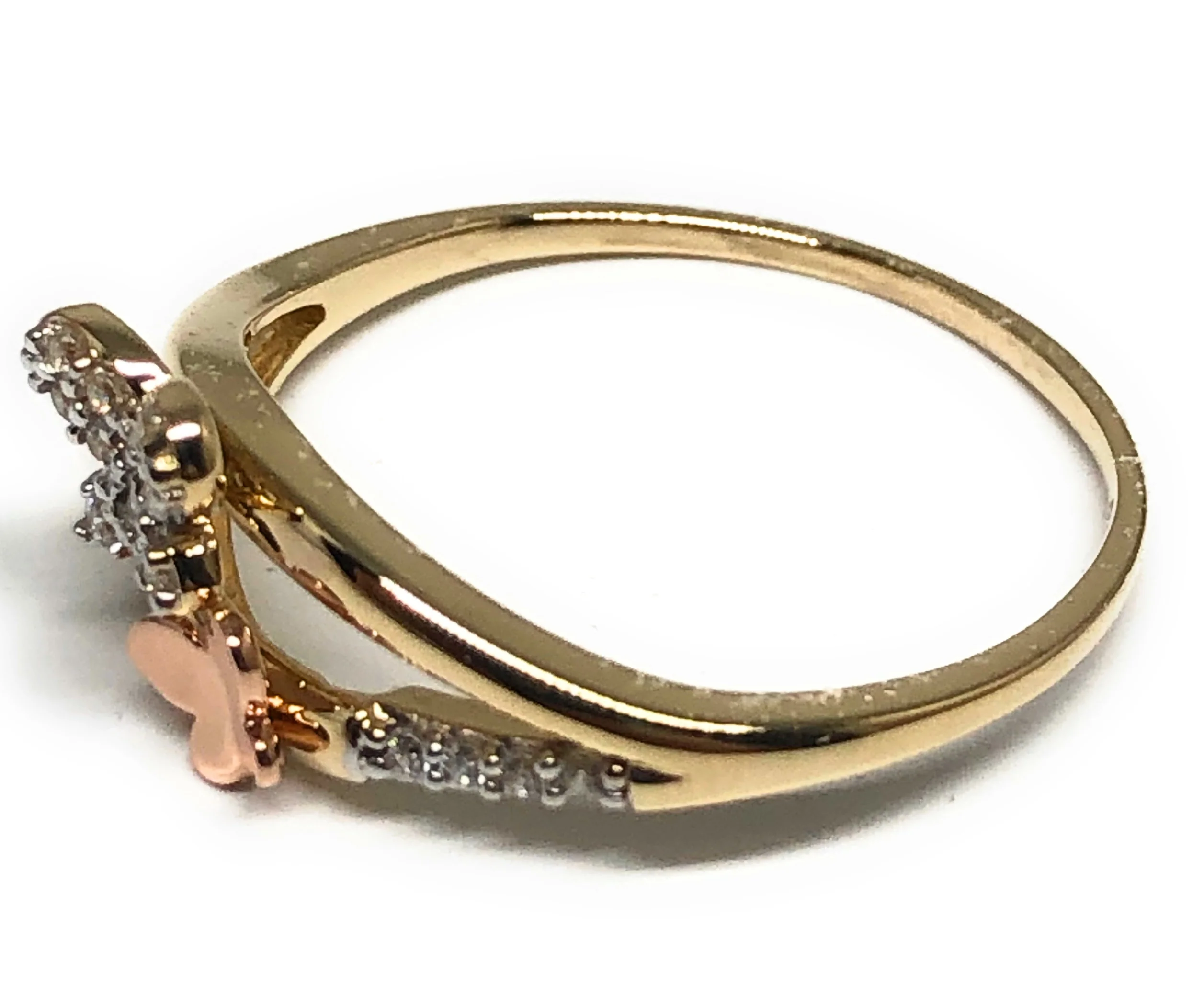10k Solid Gold Tri-Color CZ Butterfly Ring (FC 60) - Image 2
