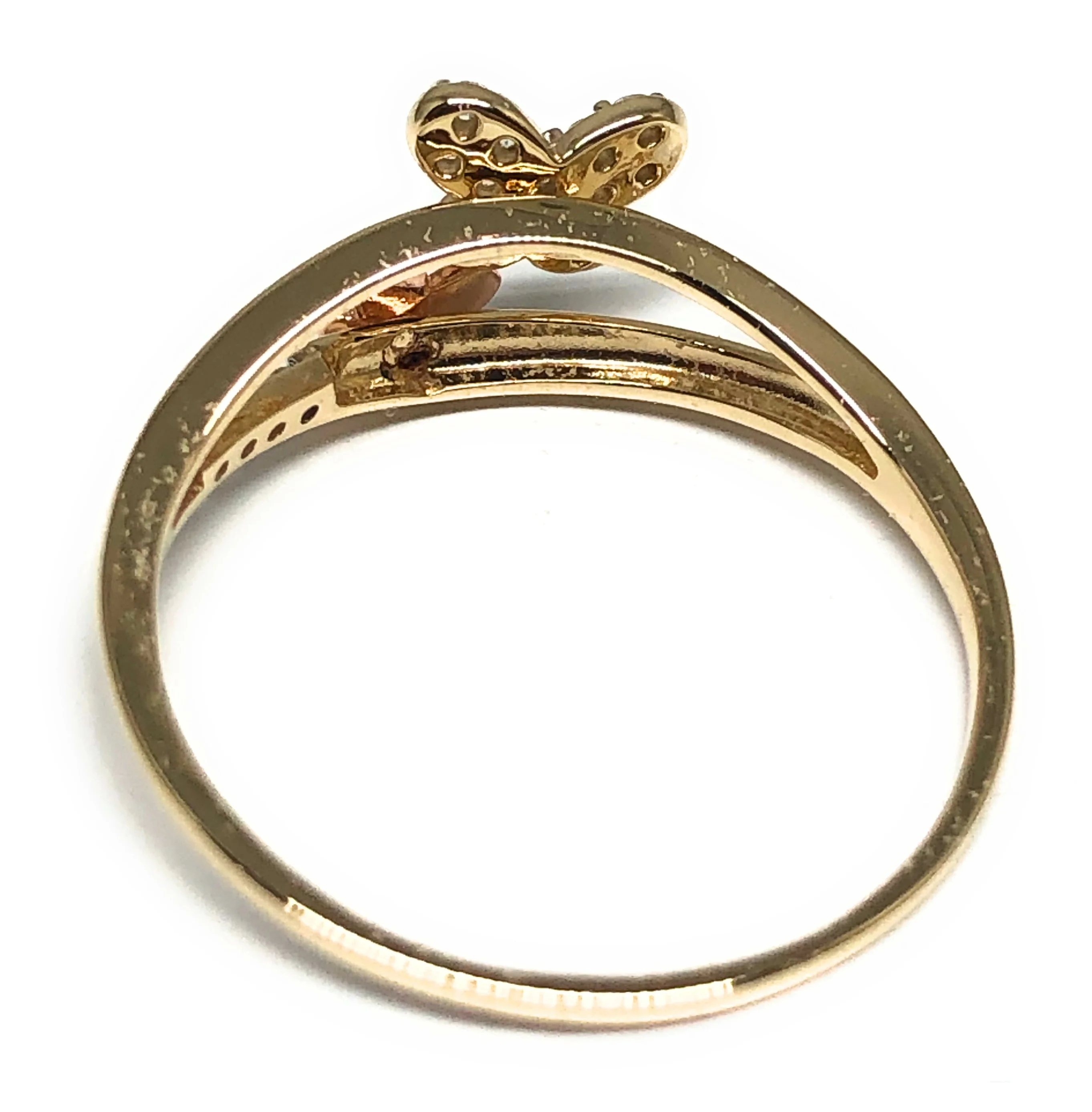 10k Solid Gold Tri-Color CZ Butterfly Ring (FC 60) - Image 3