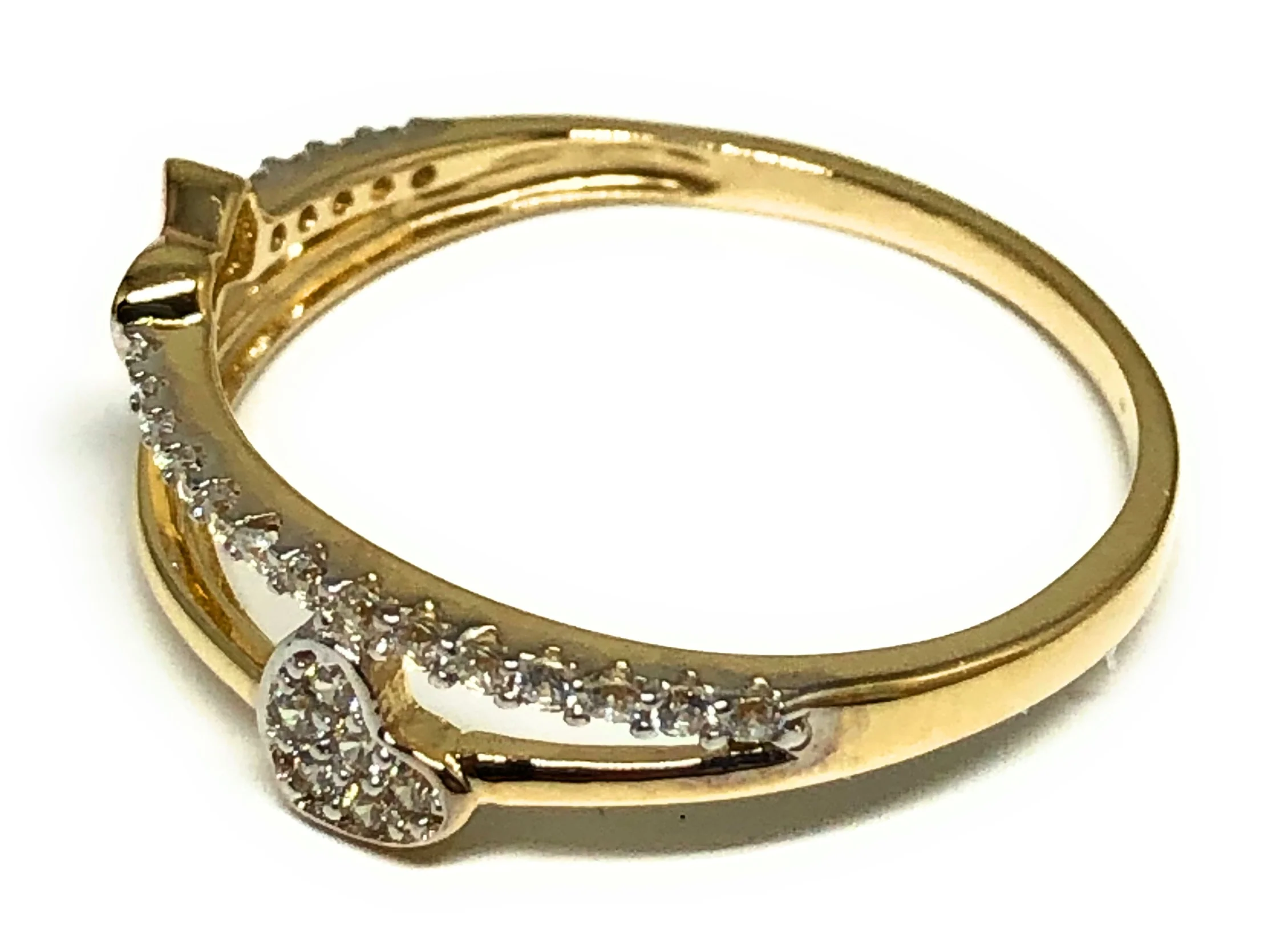 10k Solid Gold Tri-Color CZ Heart Ring (FC 65) - Image 2