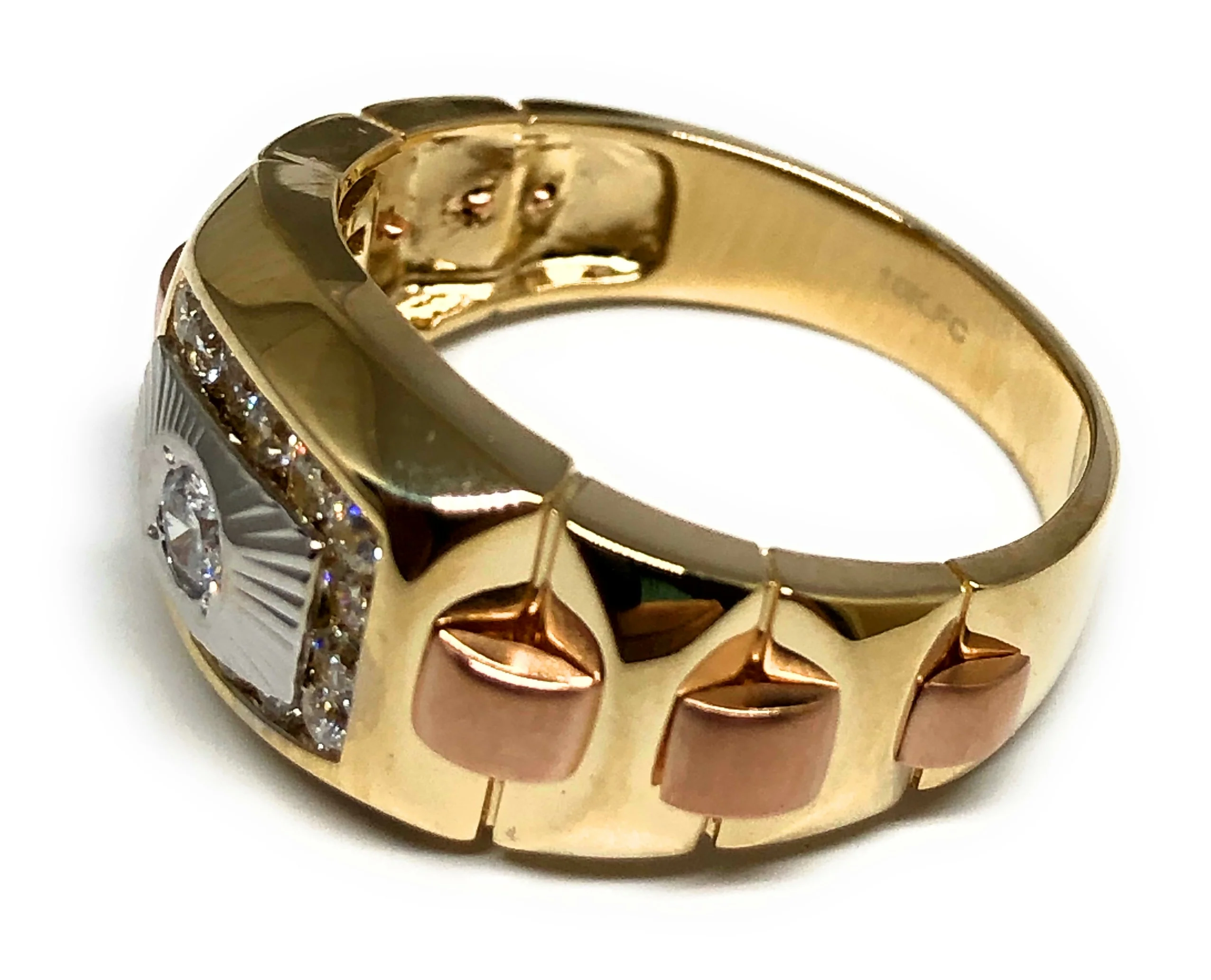 10k Solid Gold Tri-Color CZ PUFFED OUT Ring (7.0g) (FC 129) - Image 2
