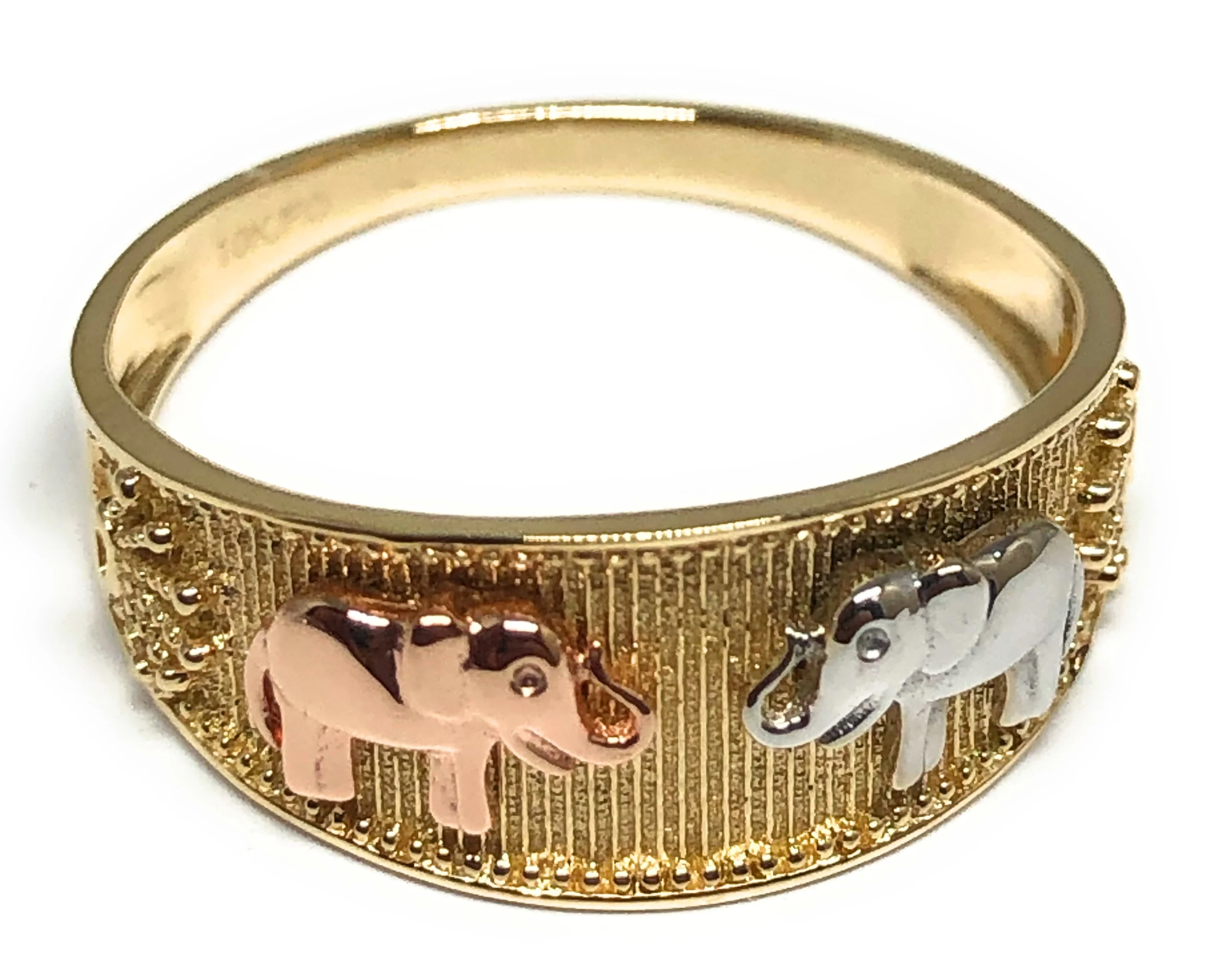 10k Solid Gold Tri-Color Elephant Ring (FC 88)