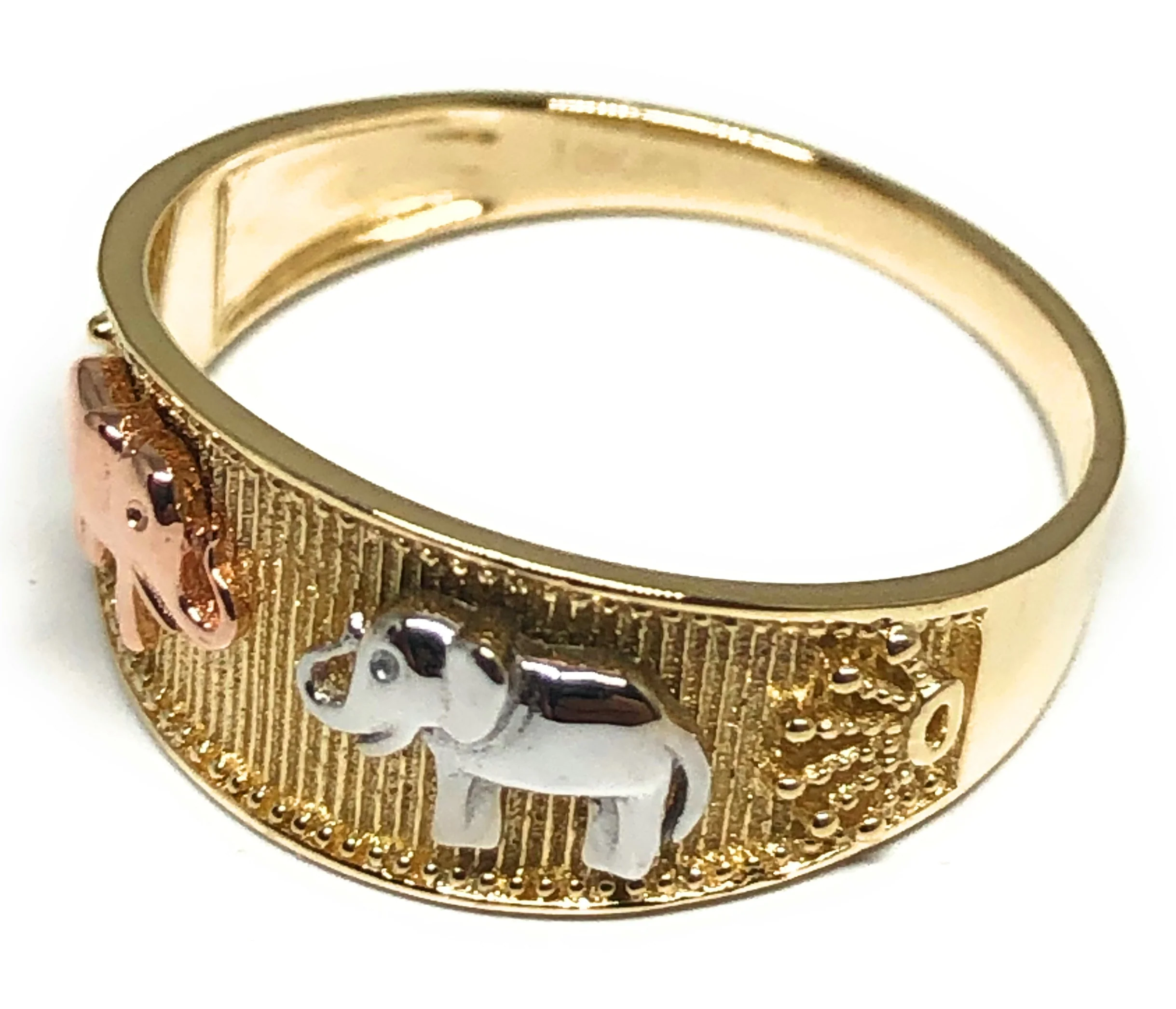 10k Solid Gold Tri-Color Elephant Ring (FC 88) - Image 2