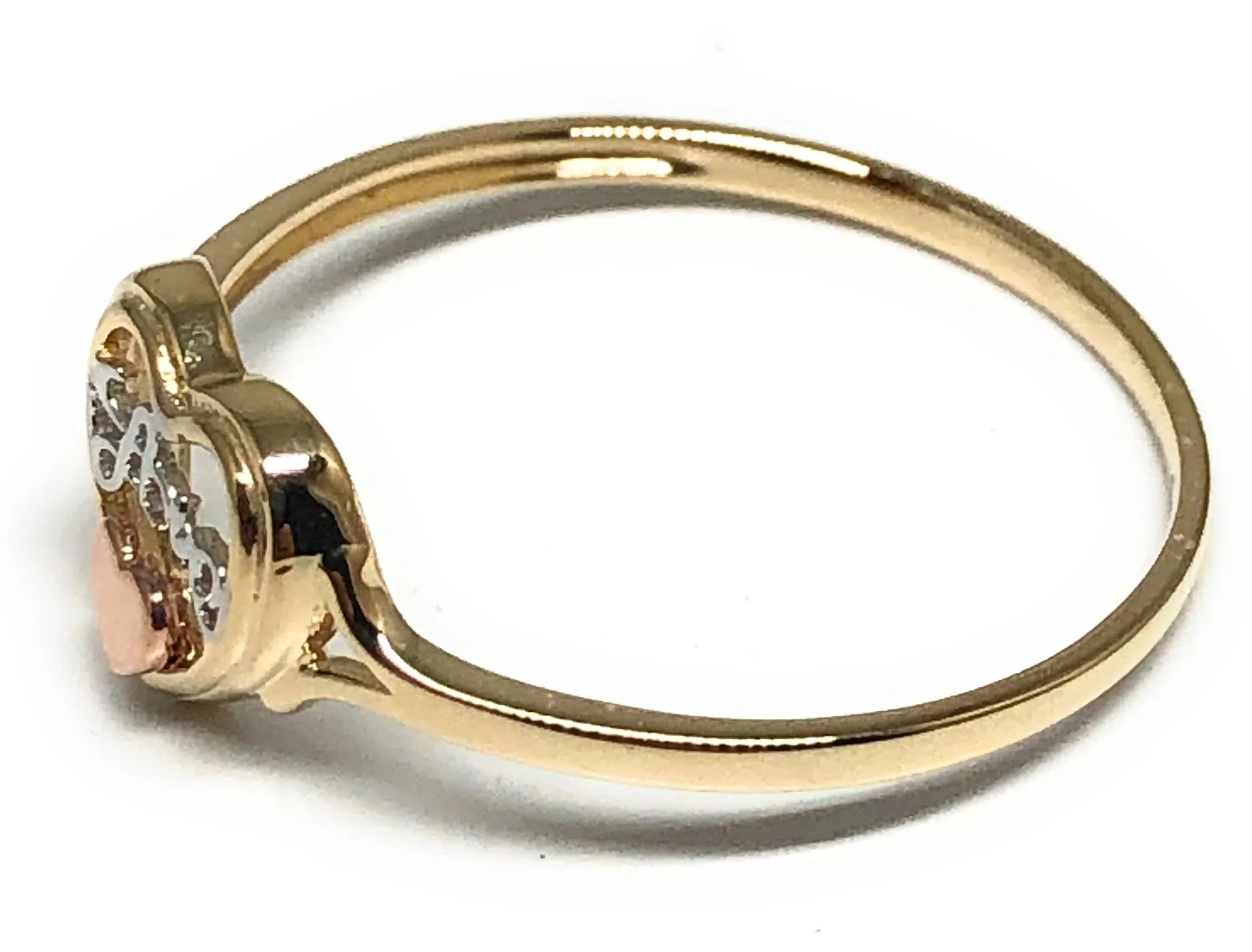 10k Solid Gold Tri-Color Gold DAINTY Heart "Love" Ring (FC 69) - Image 2