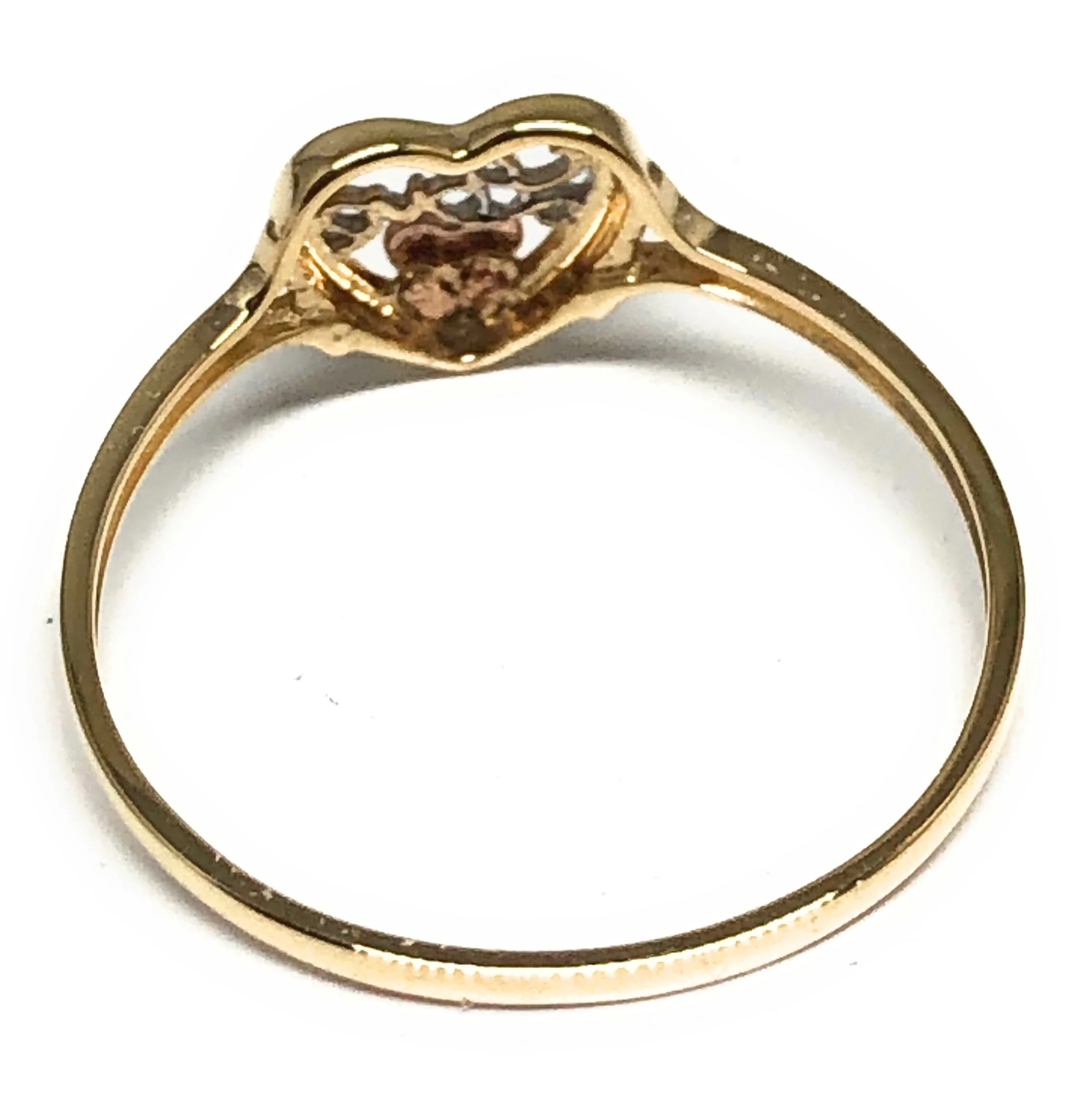 10k Solid Gold Tri-Color Gold DAINTY Heart "Love" Ring (FC 69) - Image 3