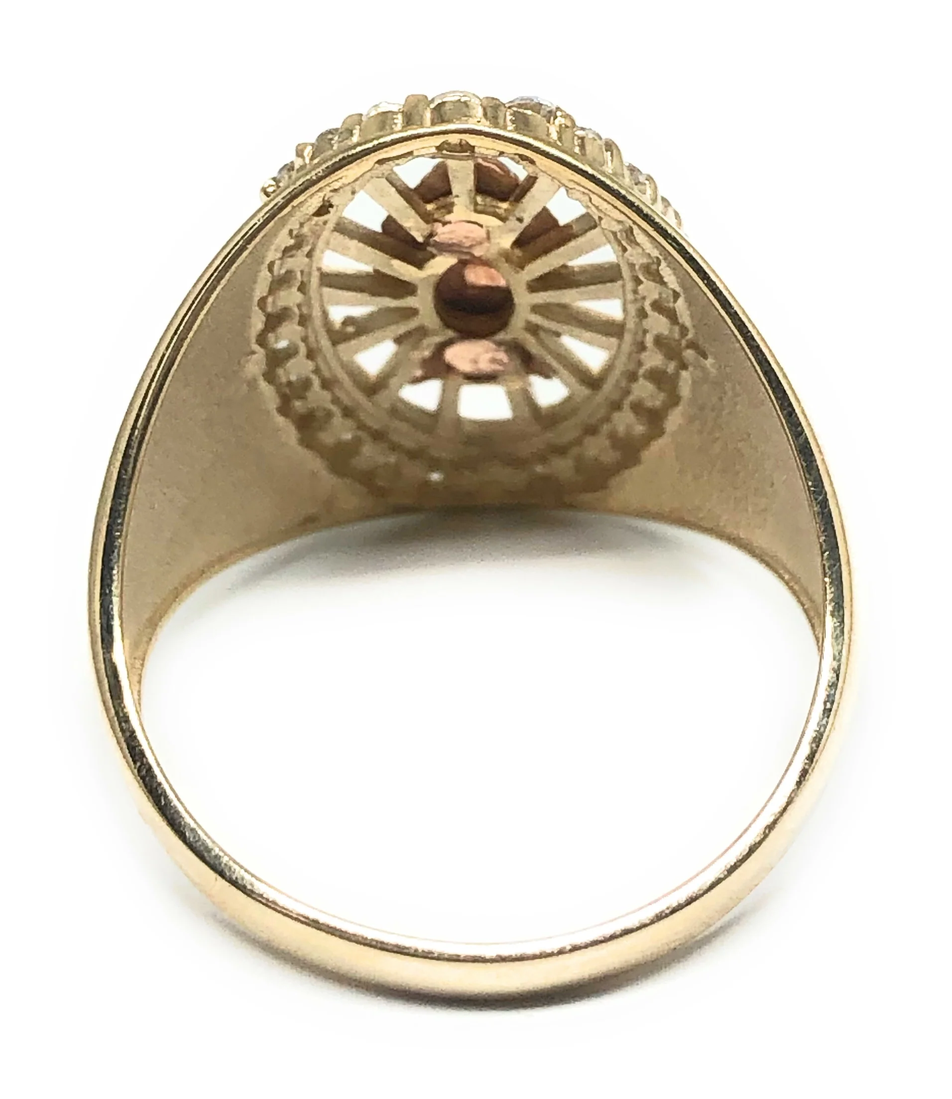 10k Solid Gold Tri-Color Gold Virrgin Mary CZ Ring - Image 3