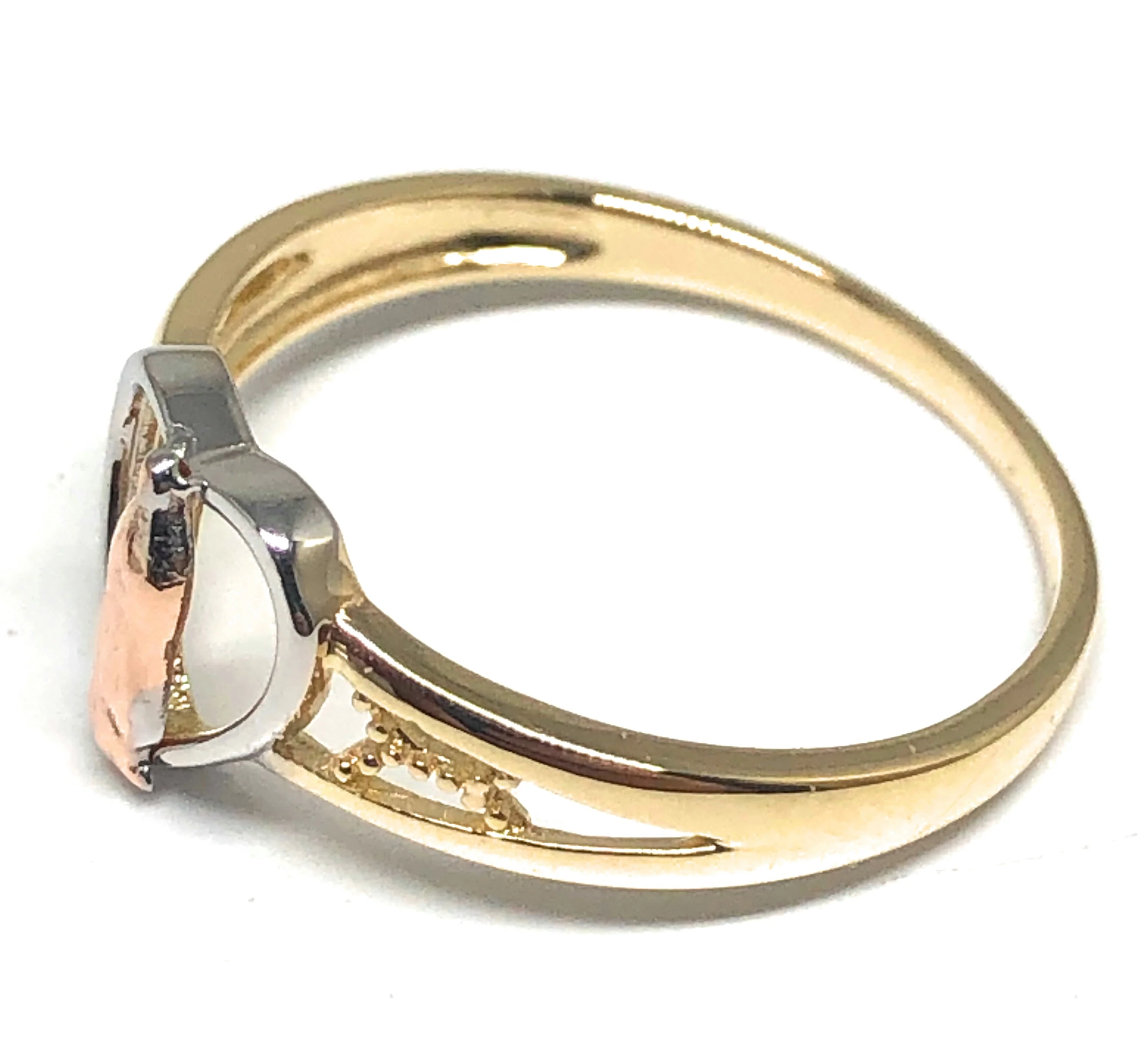 10k Solid Gold Tri-Color Gold Virrgin Mary Heart Ring (FC 30) - Image 2