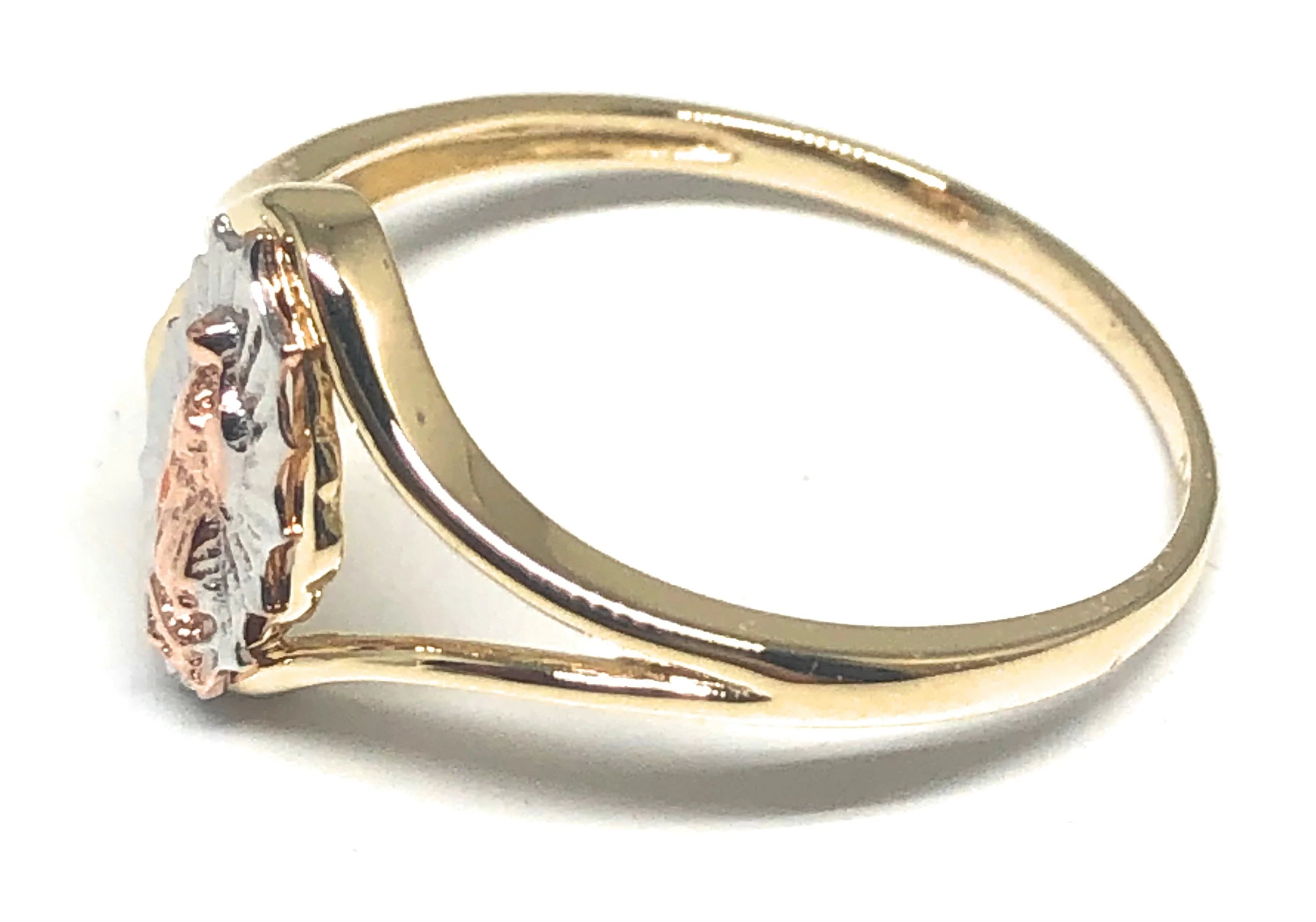 10k Solid Gold Tri-Color Gold Virrgin Mary Ring (FC 27) - Image 2