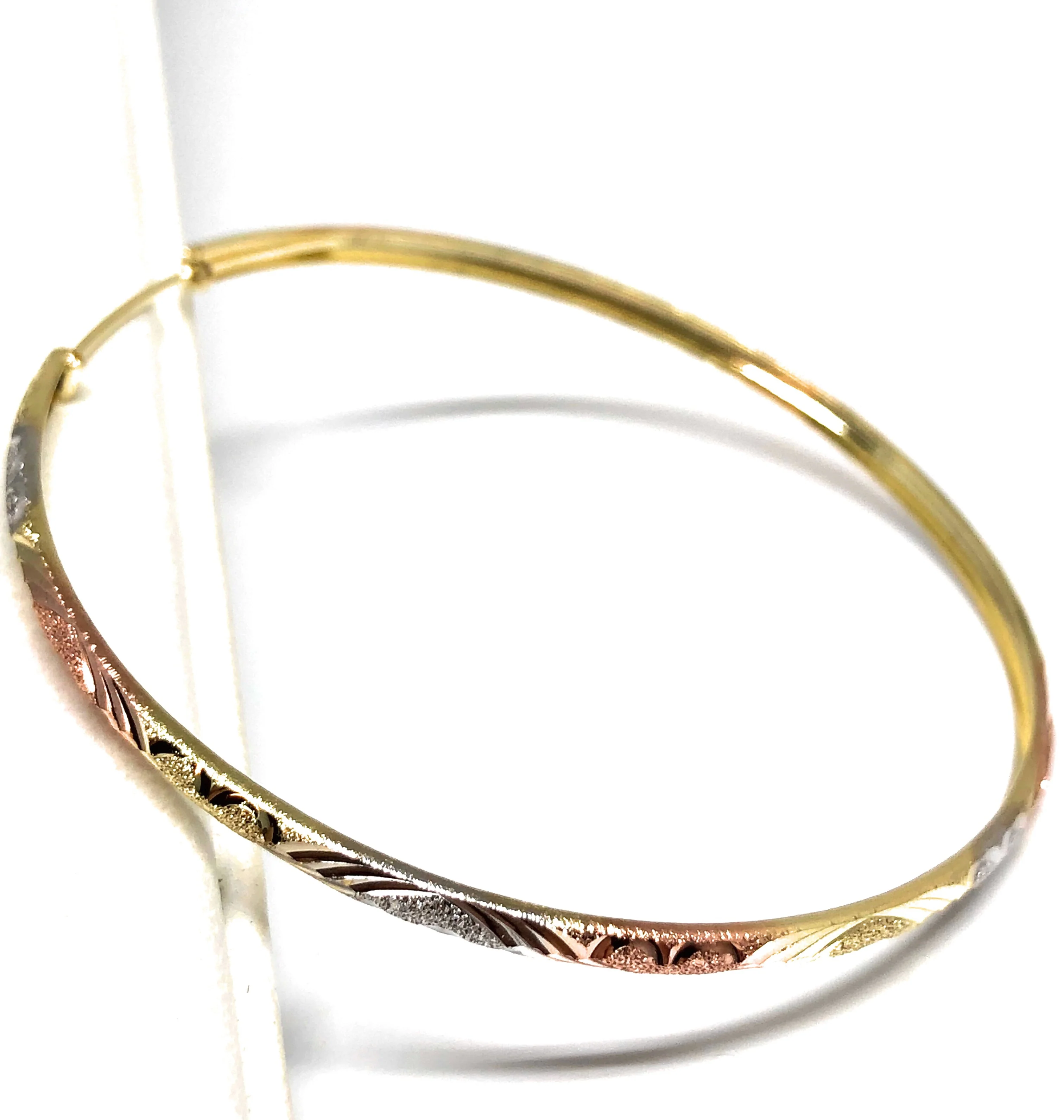 10k Solid Gold Tri-Color Hoop Earrings - Image 3