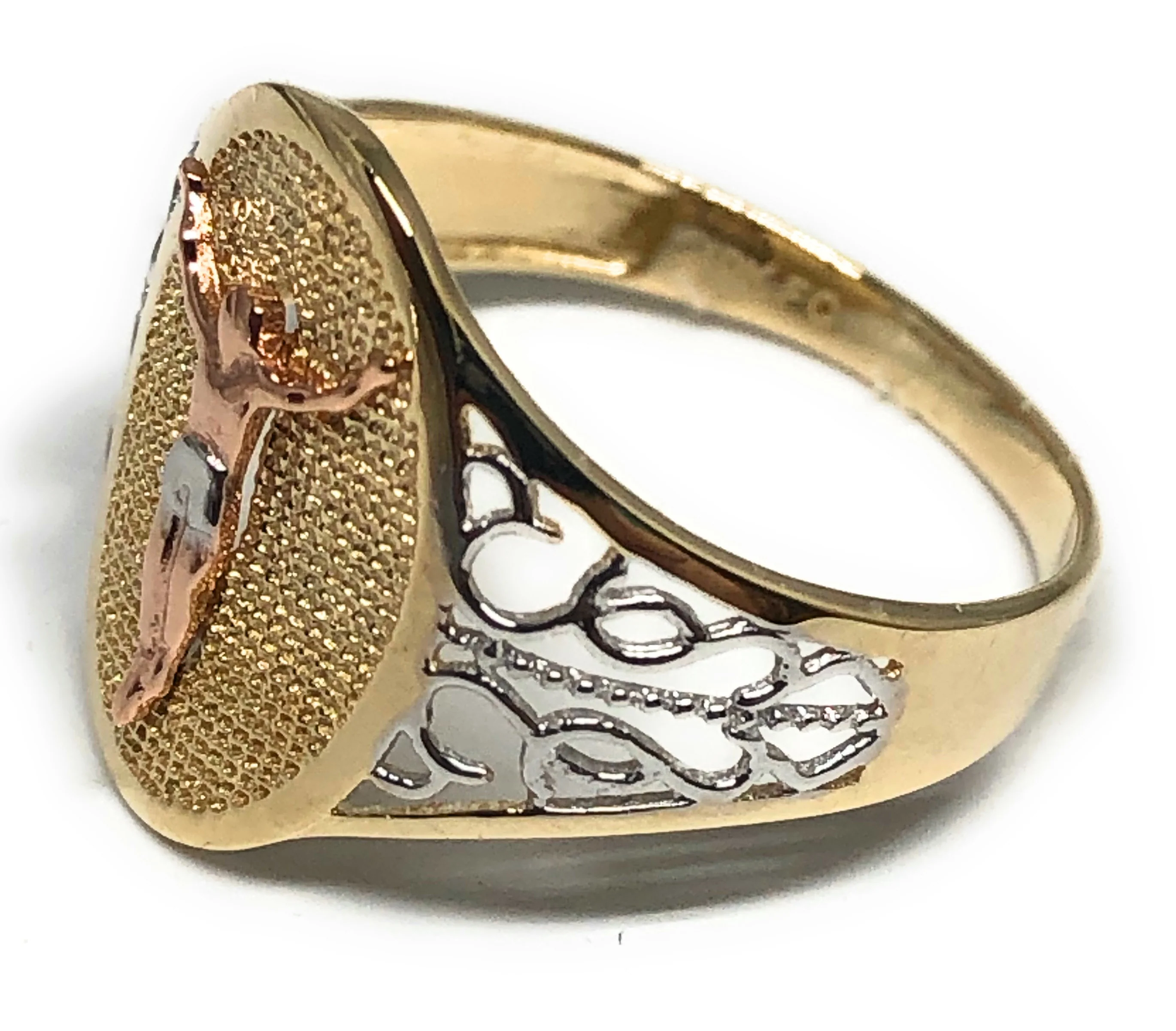 10k Solid Gold Tri-Color Jesus Crucifix Ring (FC 127) - Image 2