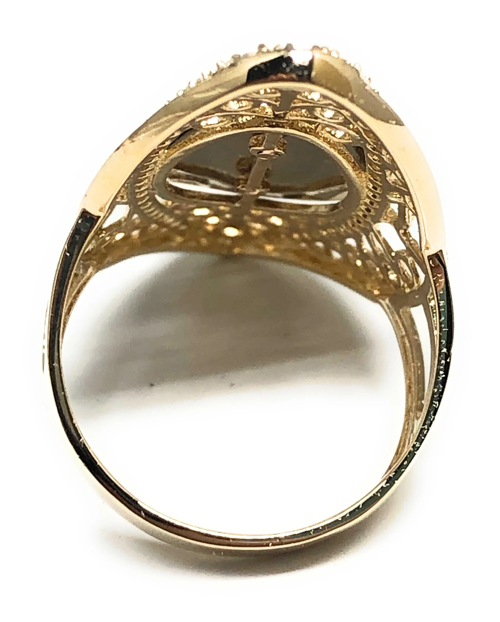 10k Solid Gold Tri-Color Saan Judas Oval Fancy CZ Ring (FC 75) - Image 2