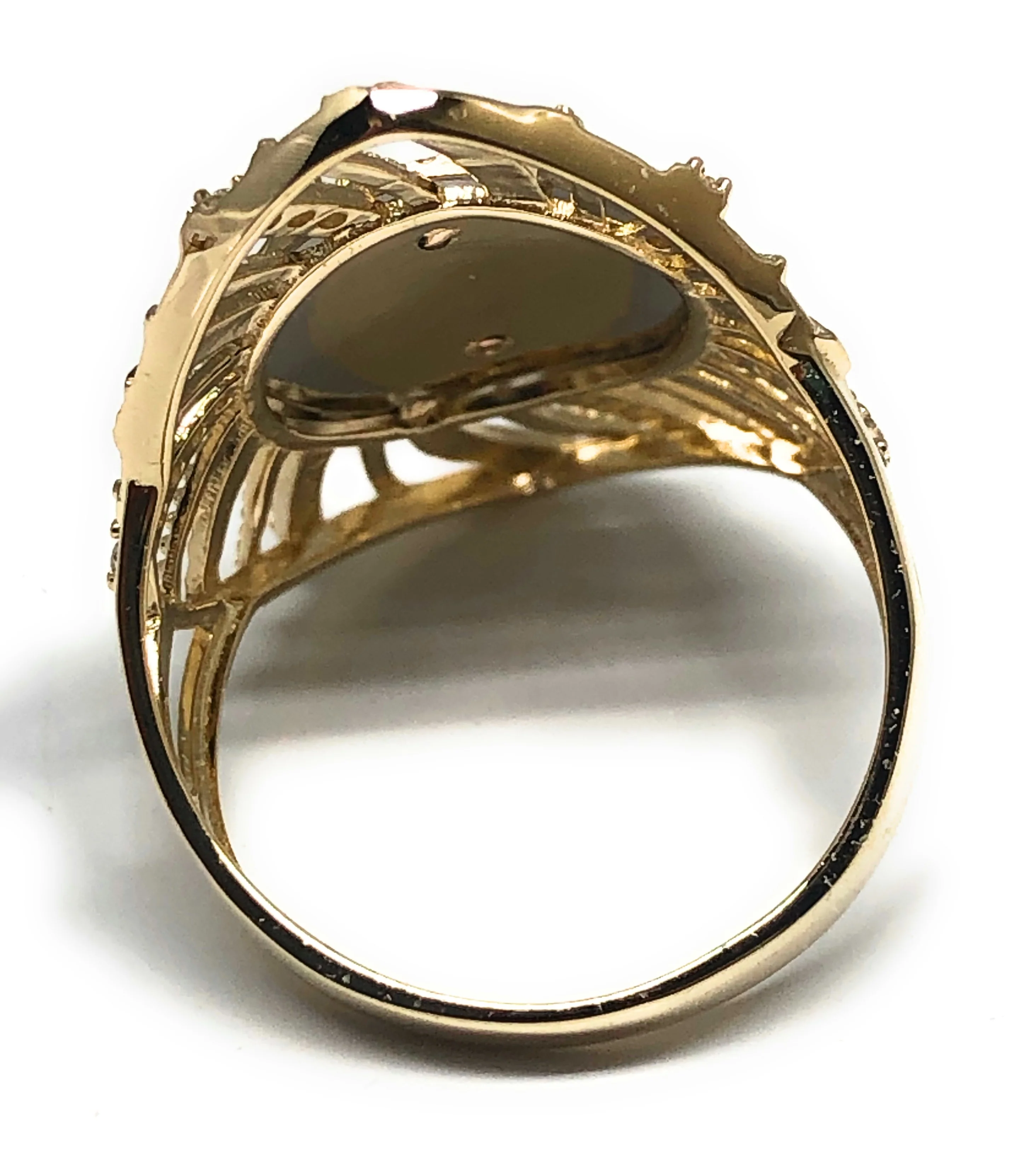 10k Solid Gold Tri-Color Saan Judas Oval Fancy CZ Ring (FC 76) - Image 3