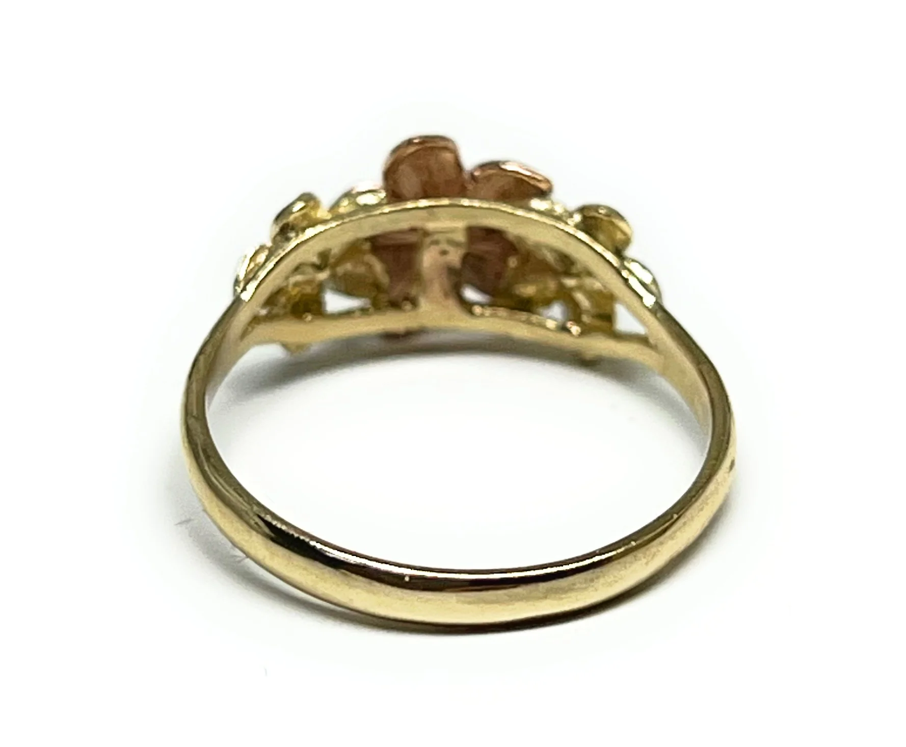 10k Solid Gold Tri-Color Three PLUMERIA Flower Ring - Image 4