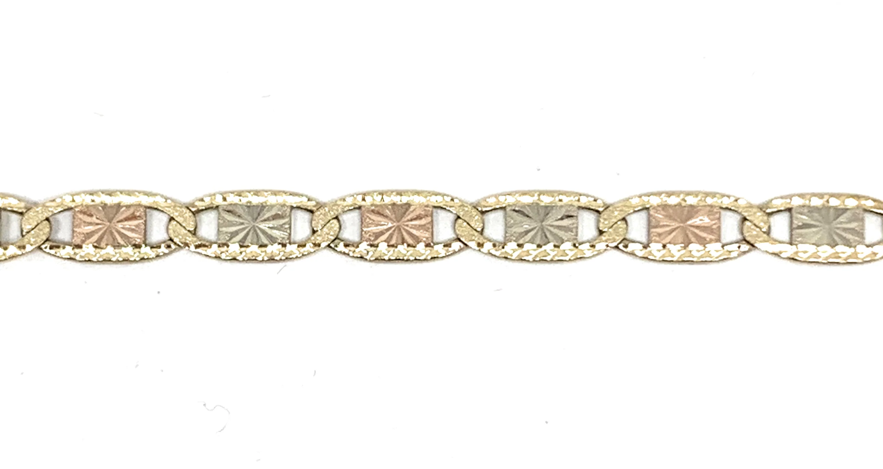 10k Solid Gold Tri-Color Valentina ID Brracelet 7.5 inch length 2.6mm Width (Free Engraving, Email us name!) - Image 4