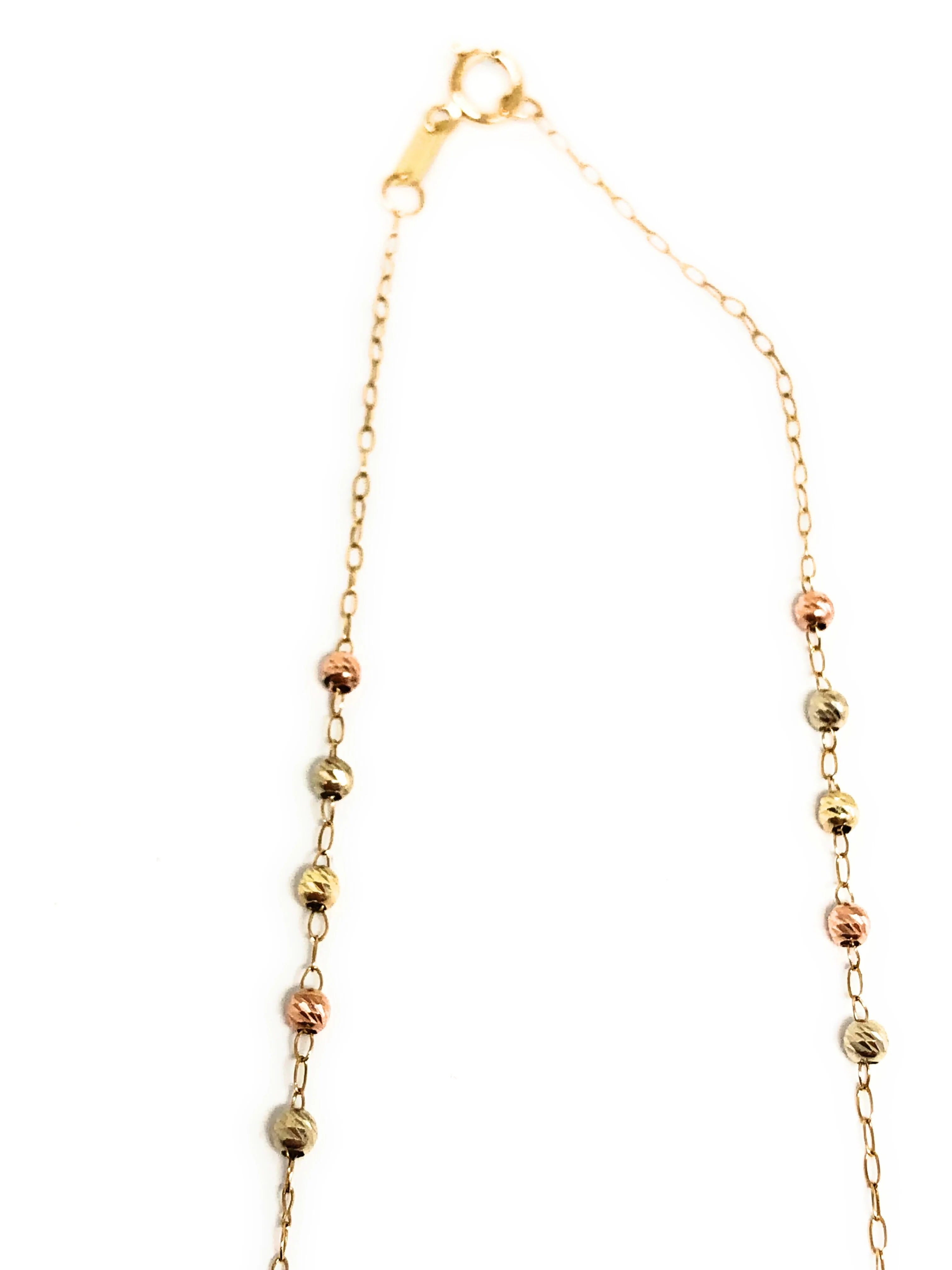 10k Solid Gold Tri-Color Virrgin Mary Rosarry Rosarrio 24" 2.4mm - Image 4