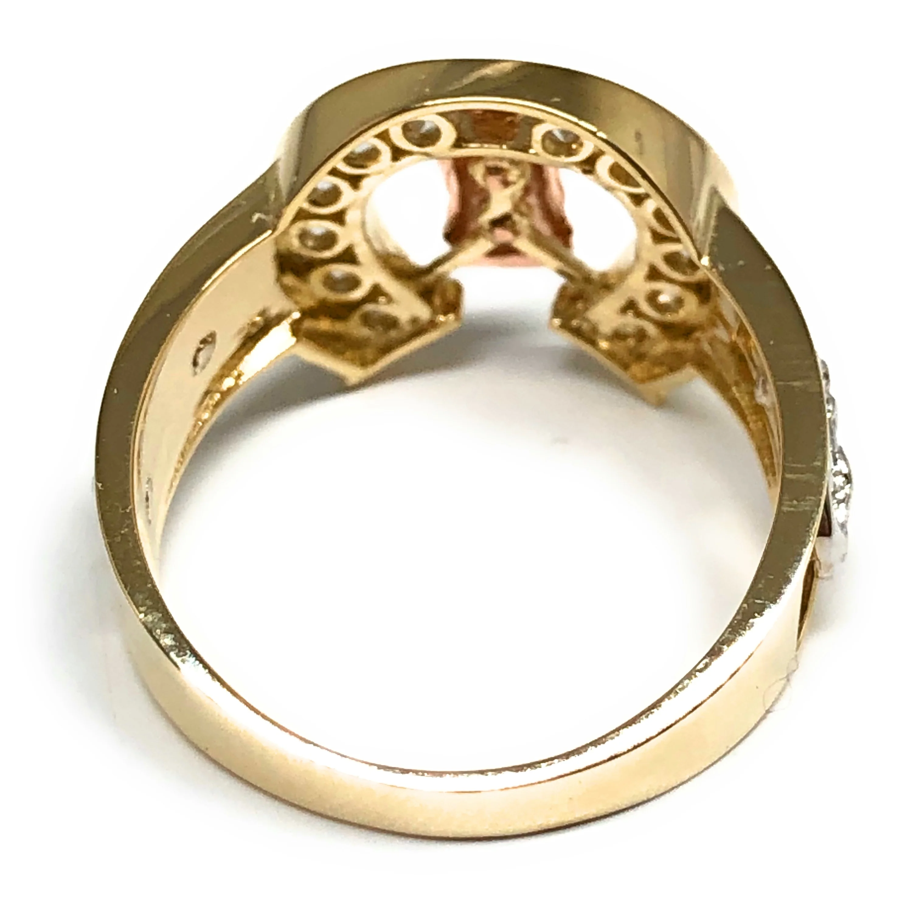 10k Solid Gold Tri-Color Virrgin Mary Anchor CZ Ring (FC 12) - Image 3
