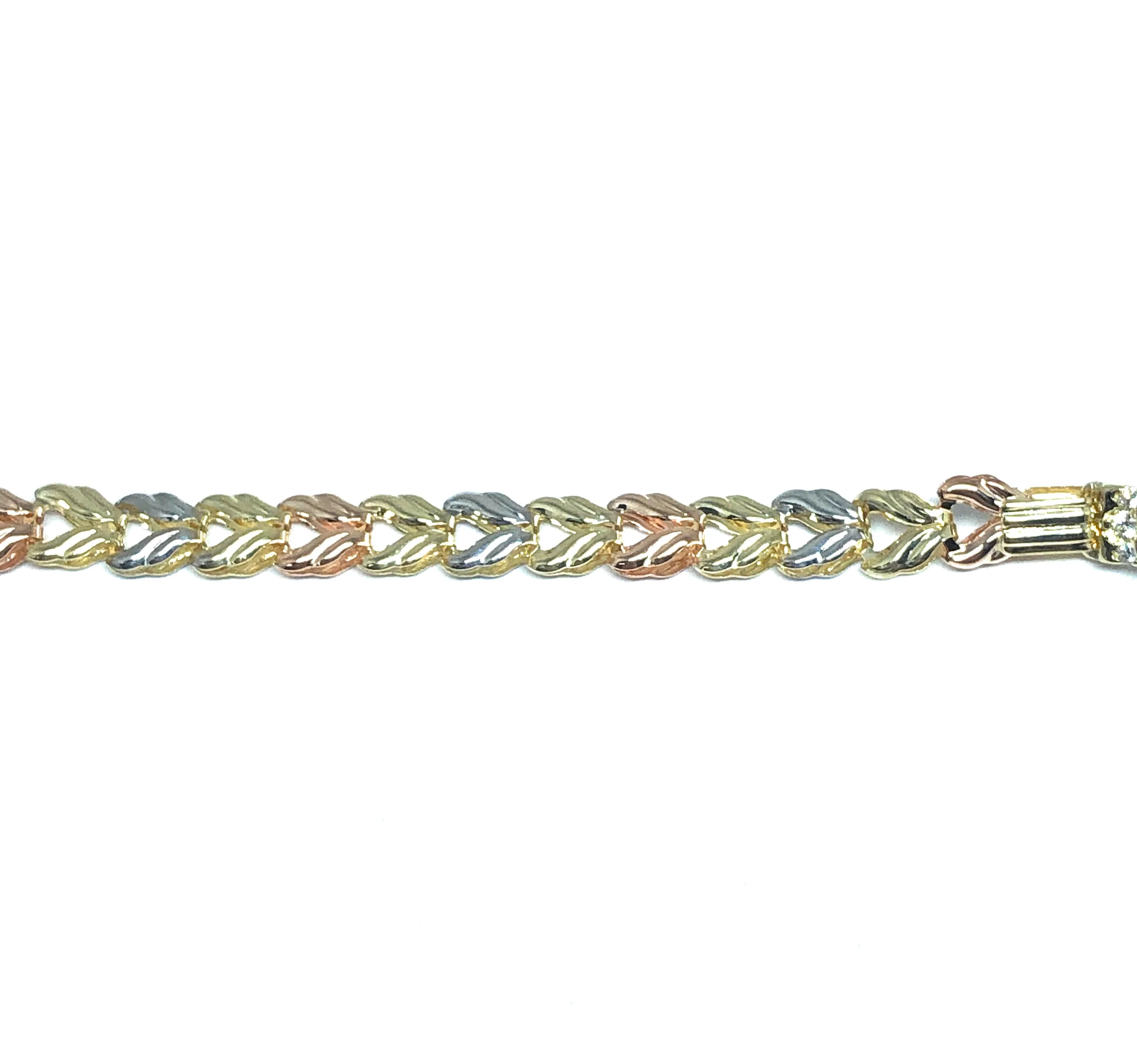 10k Solid Gold Tri-Color Virrgin Mary Brracelet Cubic Zirconia 7.5 inch Virrgen Guadalupe - Image 4