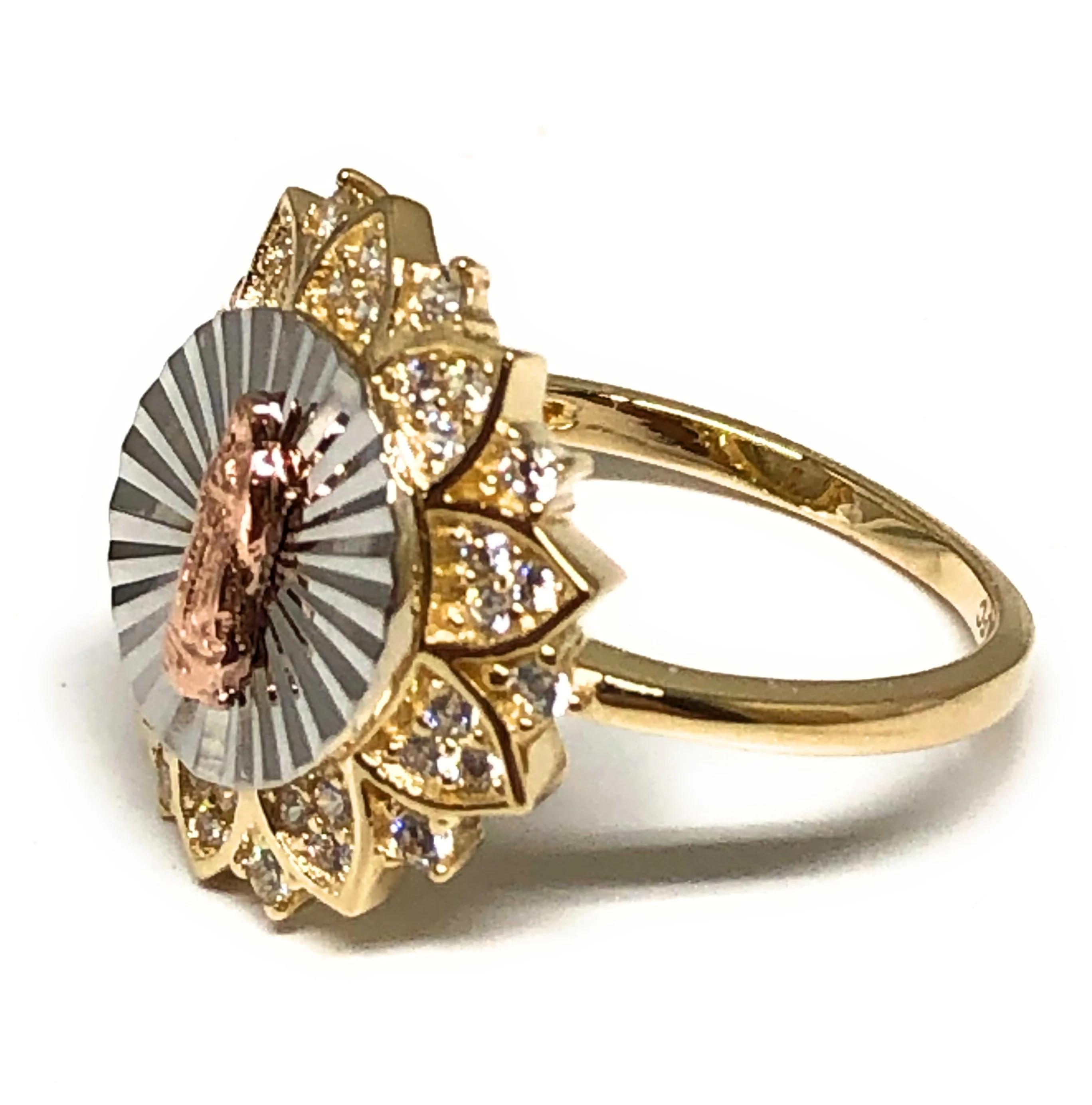 10k Solid Gold Tri-Color Virrgin Mary CZ Ring (FC 15) - Image 2
