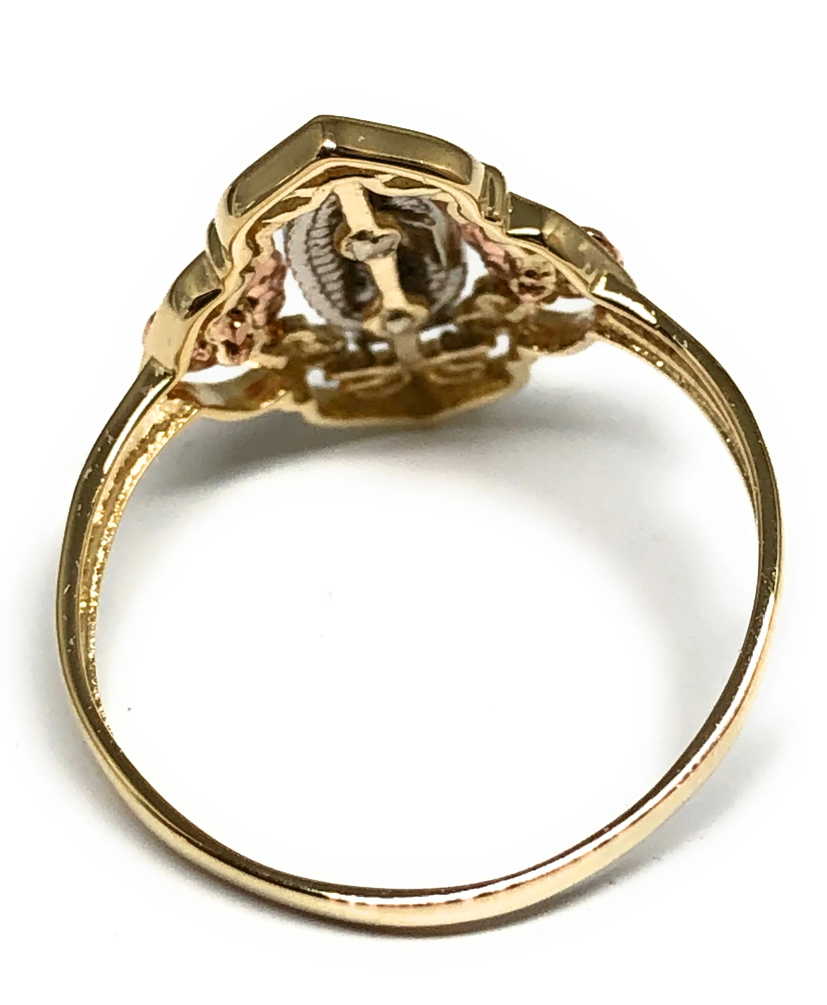 10k Solid Gold Tri-Color Virrgin Mary Flower Ring (FC 17) - Image 3