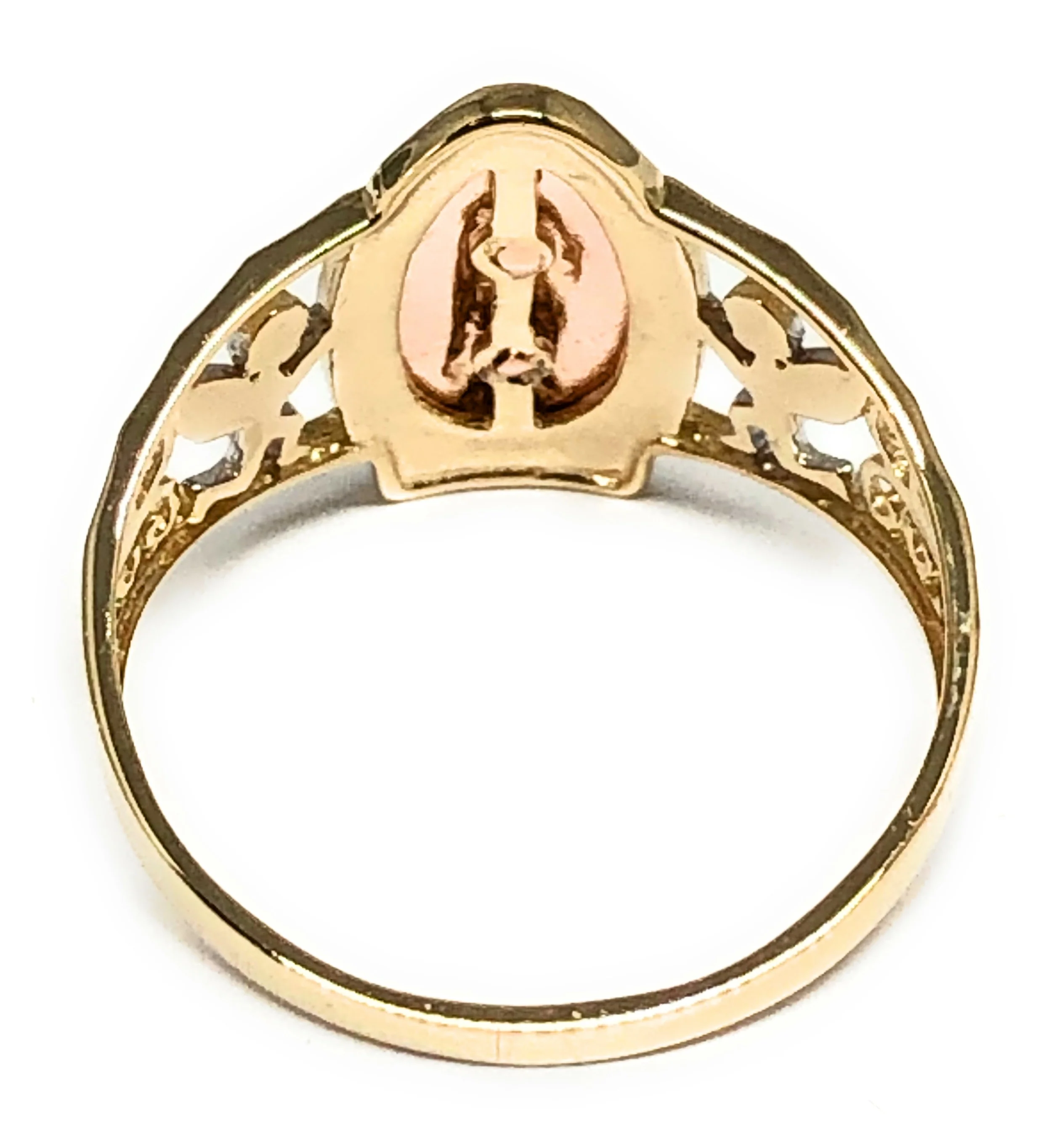 10k Solid Gold Tri-Color Virrgin Mary ANGELS Ring (FC 20) - Image 2