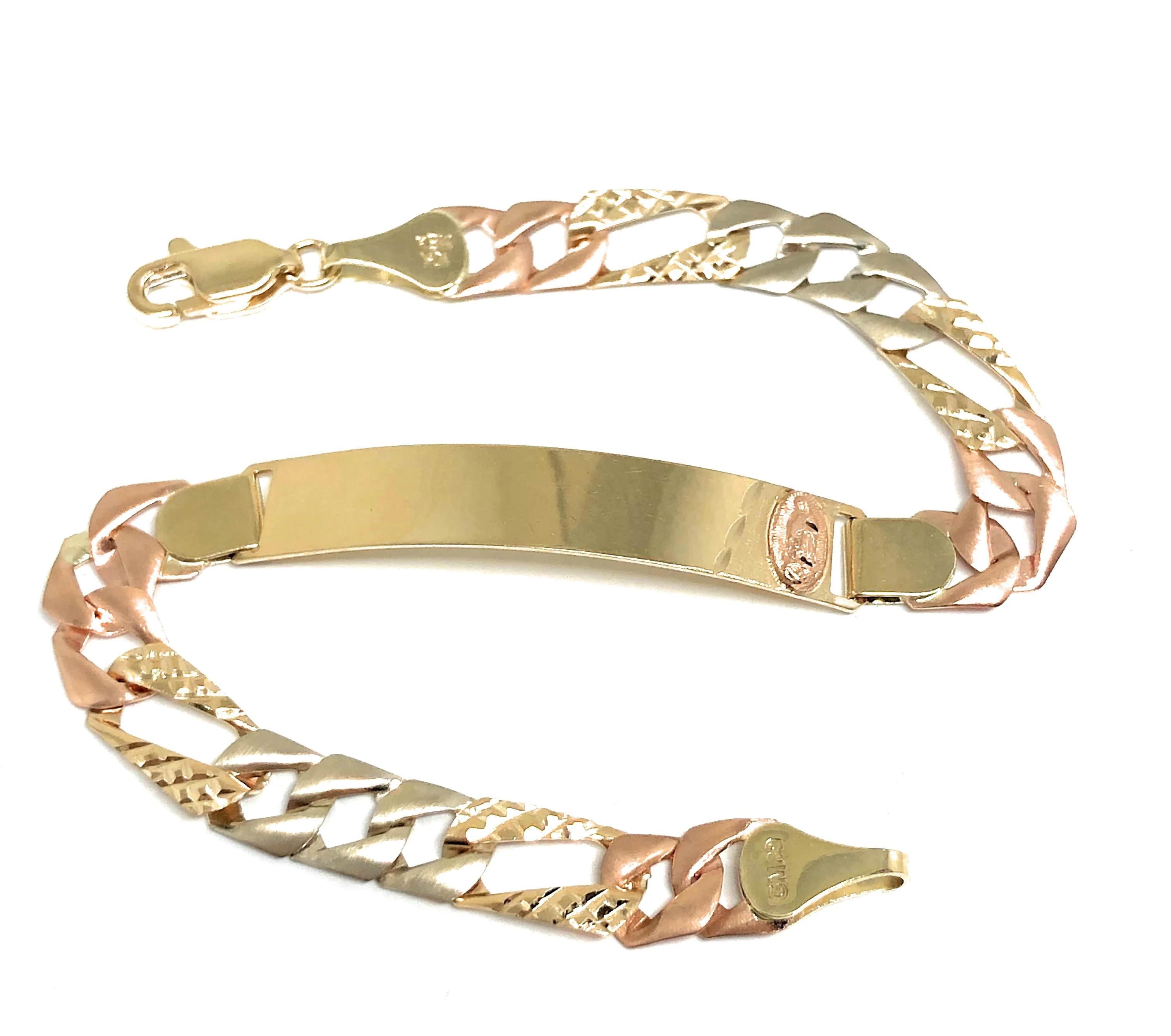 10k Solid Gold Tri-Color Virrgin Mary ID Brracelet 8 inch Virrgen Guadalupe (Free engraving) - Image 4