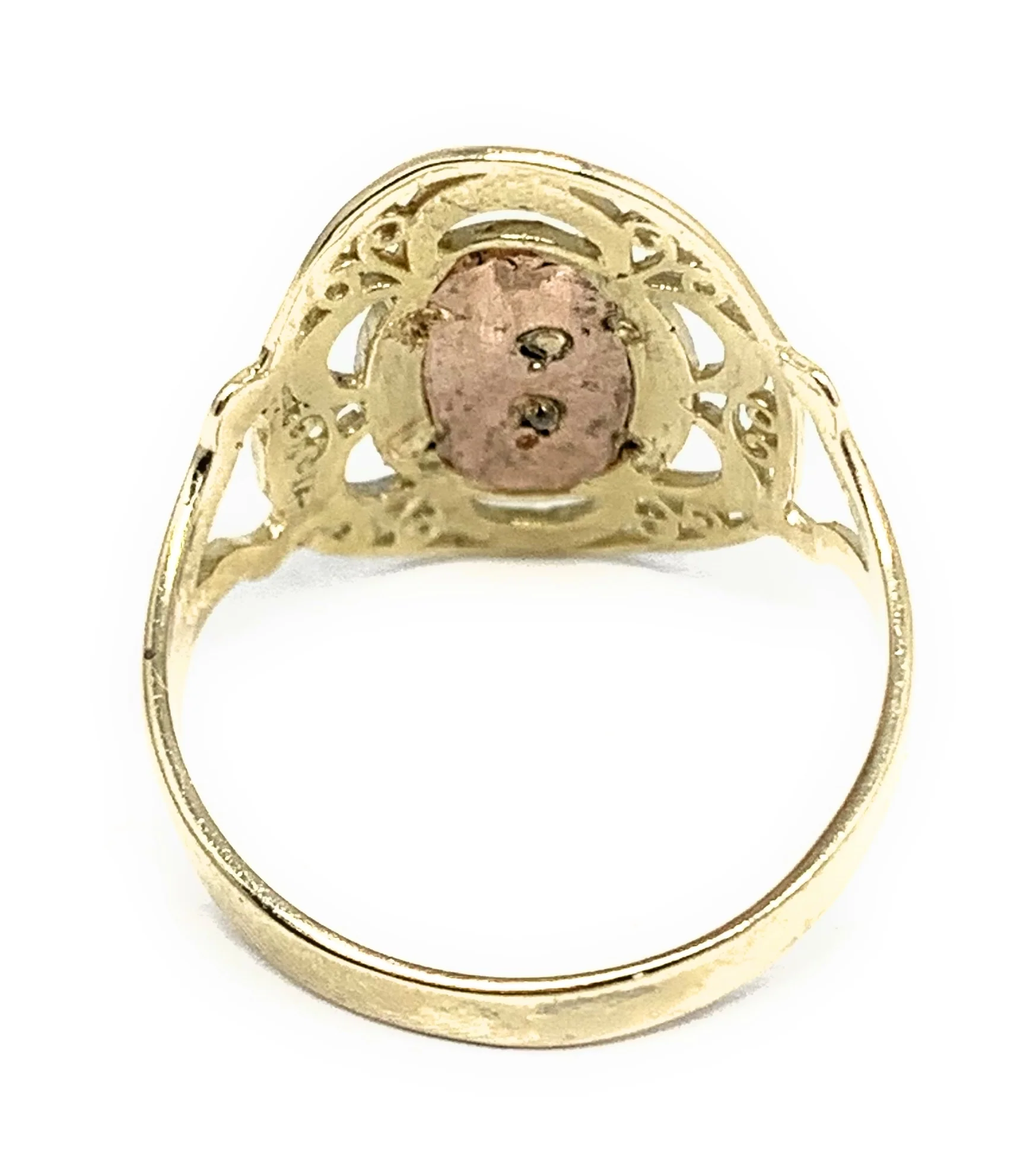 10k Solid Gold Tri-Color Virrgin Mary Oval Elegant Ring - Image 3