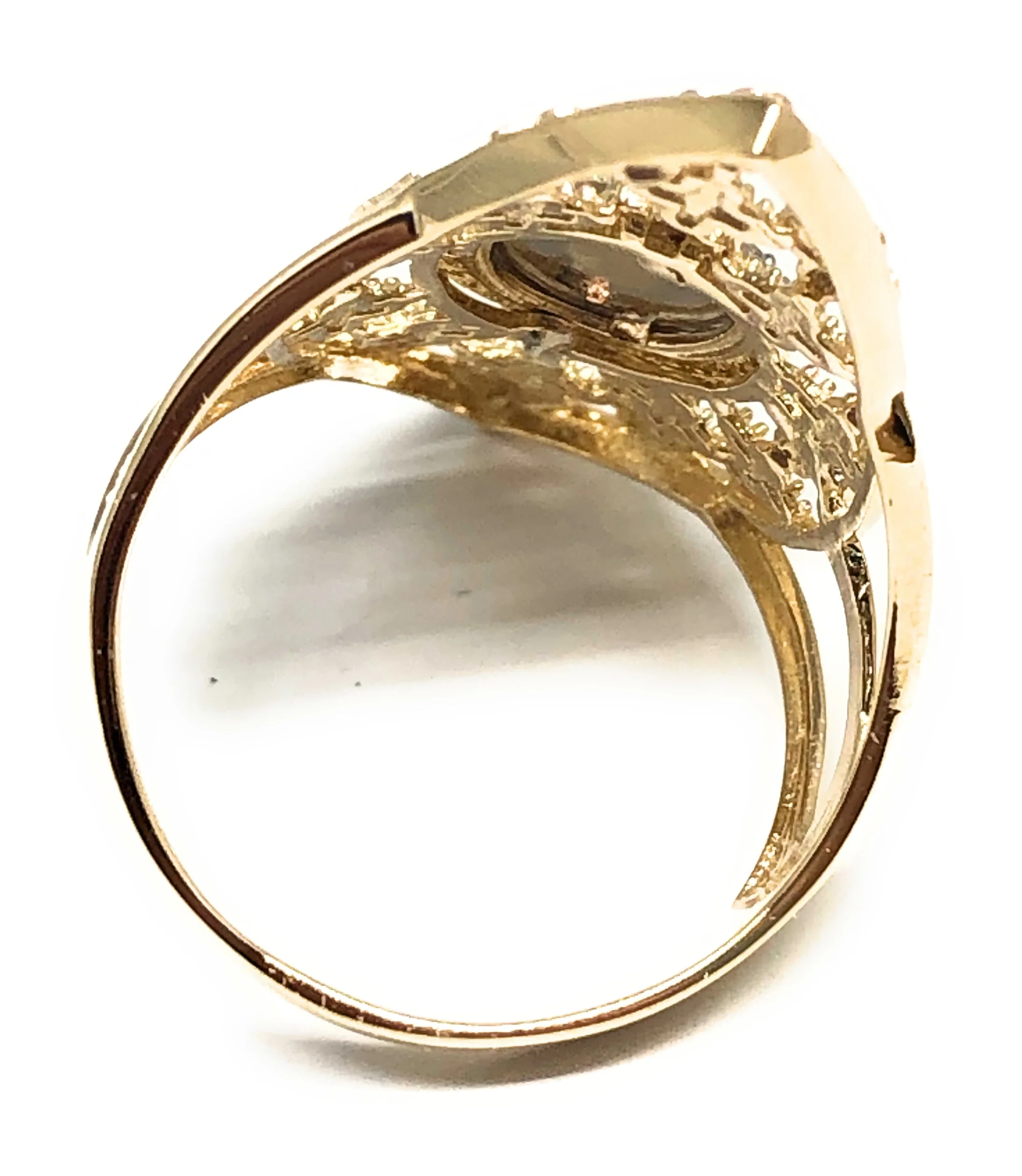 10k Solid Gold Tri-Color Virrgin Mary Oval Fancy CZ Ring (FC 29) - Image 3
