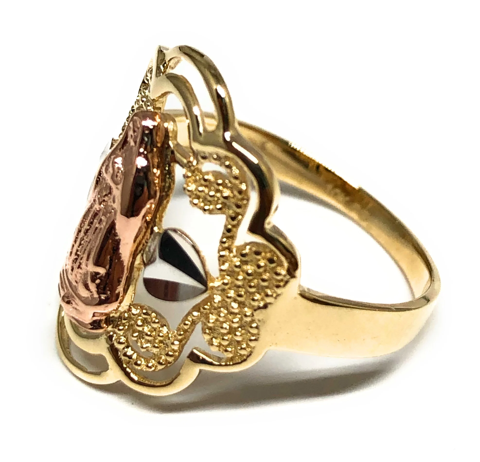 10k Solid Gold Tri-Color Virrgin Mary Ring (FC 07) - Image 2