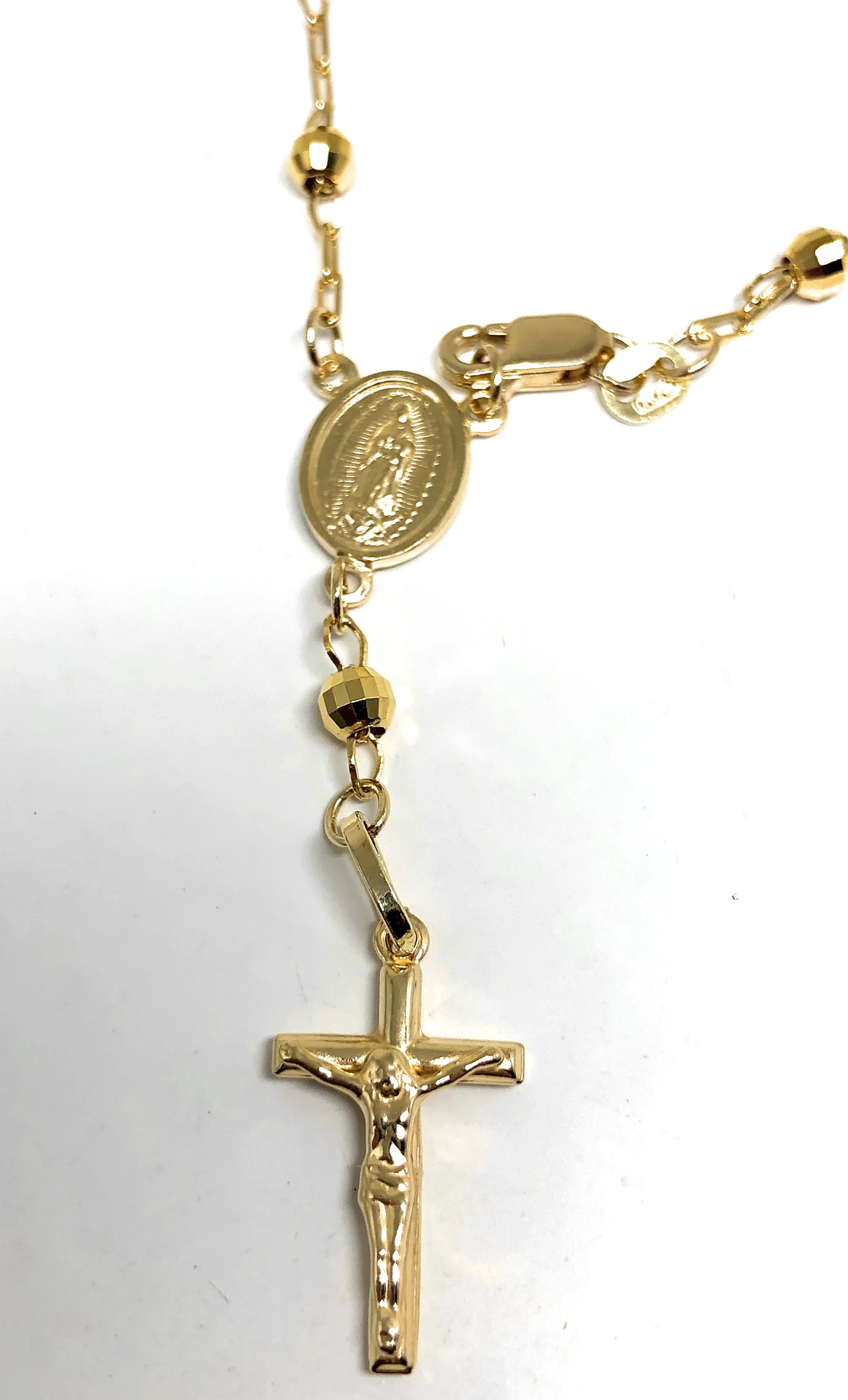 10k Solid Gold Tri-Color Virrgin Mary Rosarry Brracelet 7.5 inch Virrgen Guadalupe - Image 5