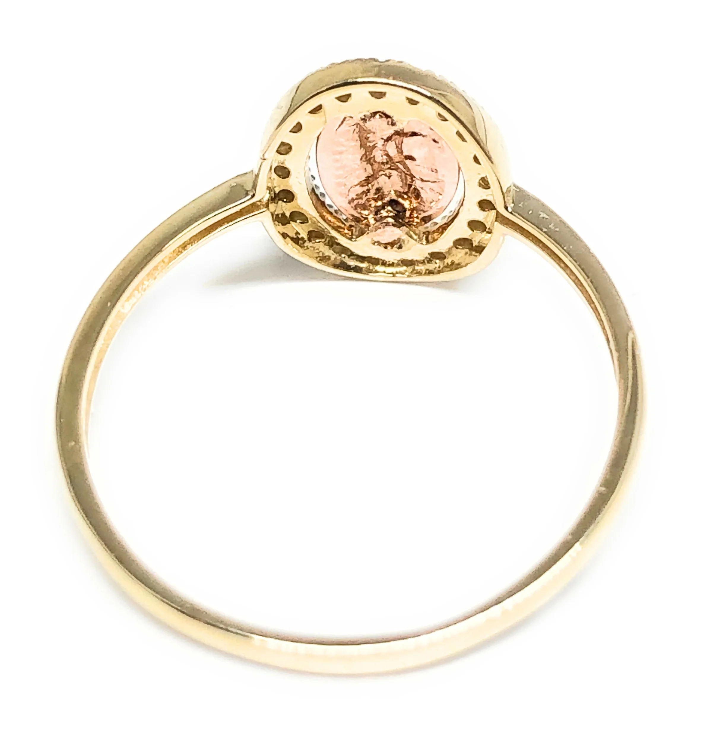 10k Solid Gold Tri-Color Virrgin Mary Round CZ Ring (FC 02) - Image 3