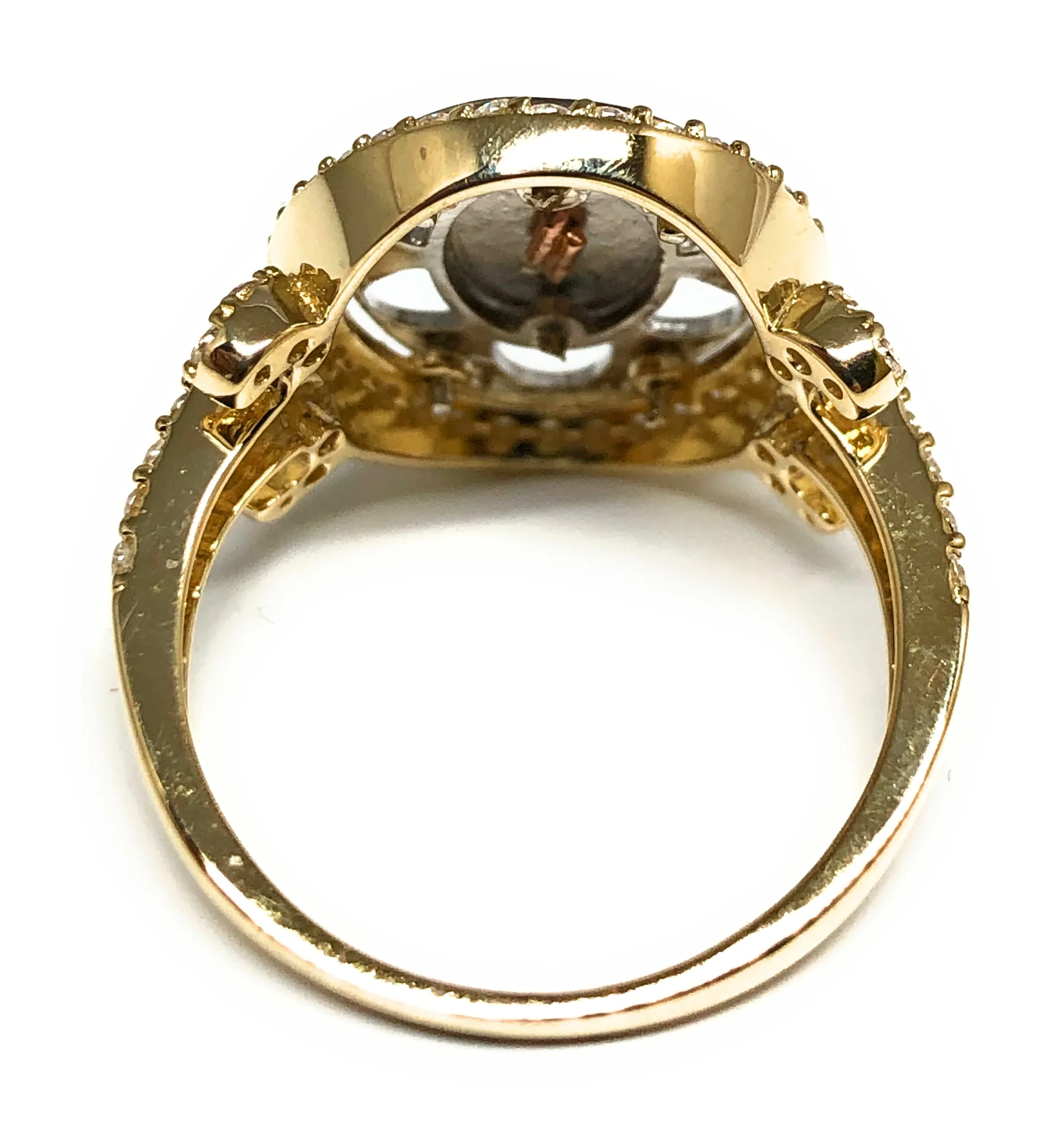 10k Solid Gold Tri-Color Virrgin Mary Round CZ Ring (FC 04) - Image 3
