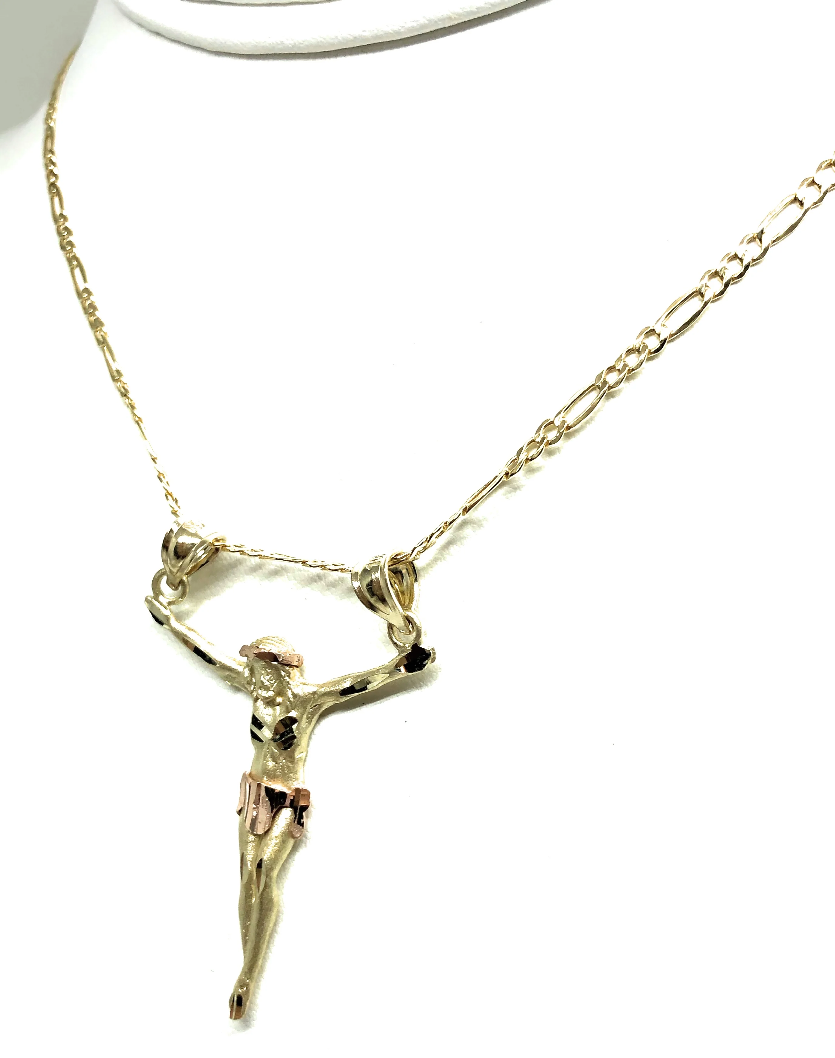 10k Solid Gold Yellow 2-Tone Jesus Body Crucifix Pendant Necklace - Image 5