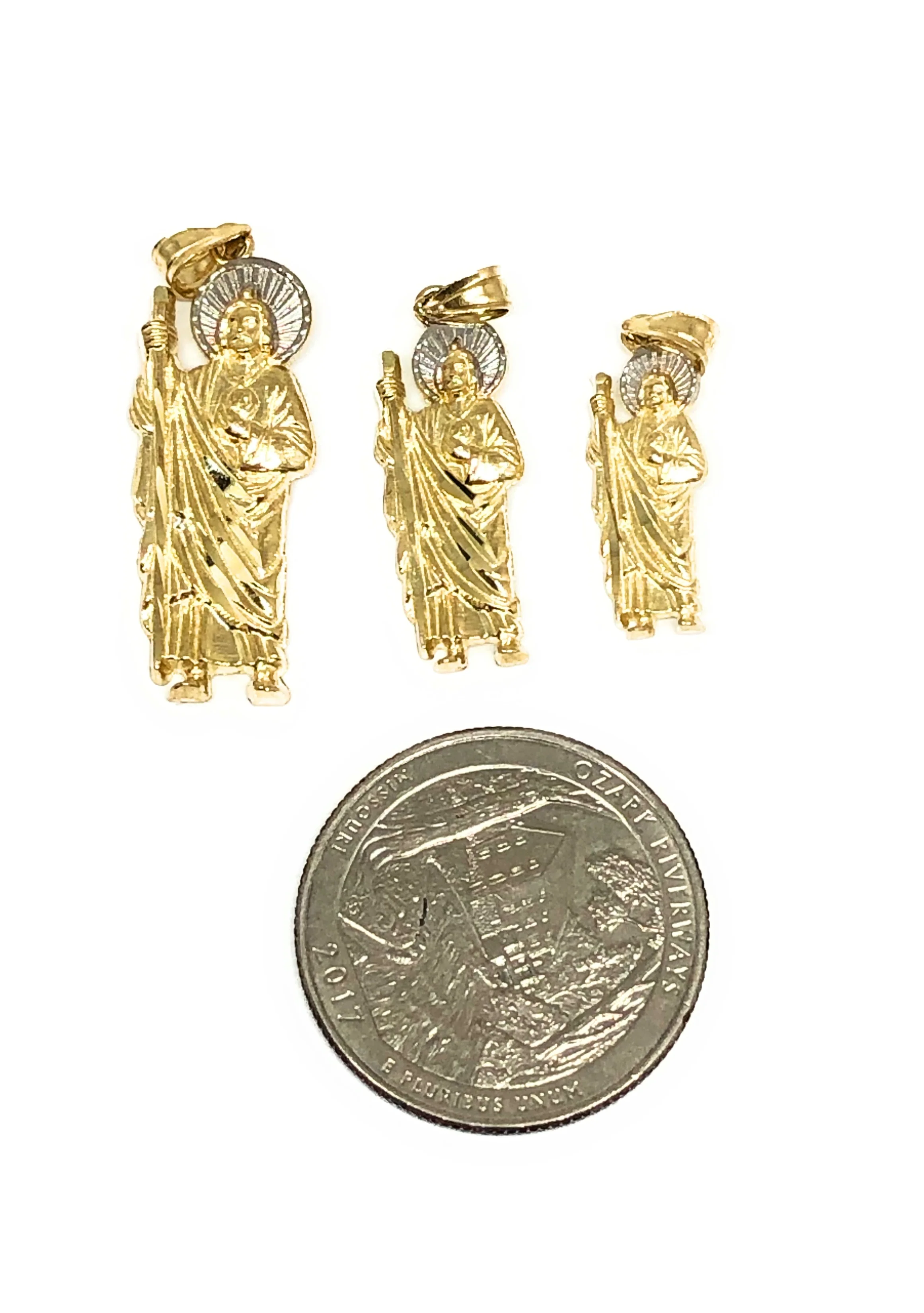 10k Solid Gold Yellow 2-Tone Small Saan Judas Saaint Jude Pendant (SM,XS,XXS) - Image 2