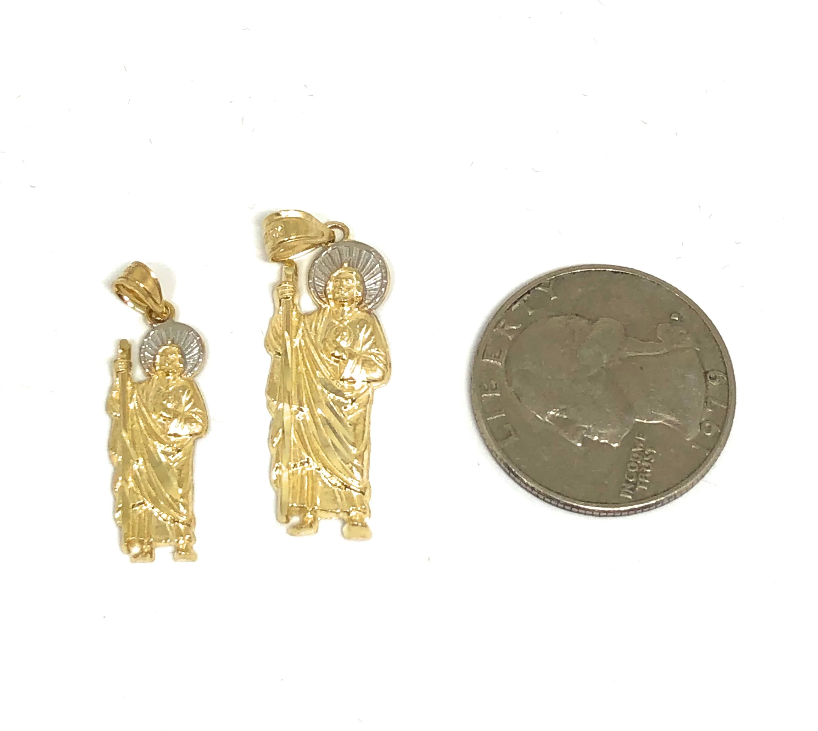 10k Solid Gold Yellow 2-Tone Small Saan Judas Saaint Jude Pendant (SM,XS,XXS) - Image 3