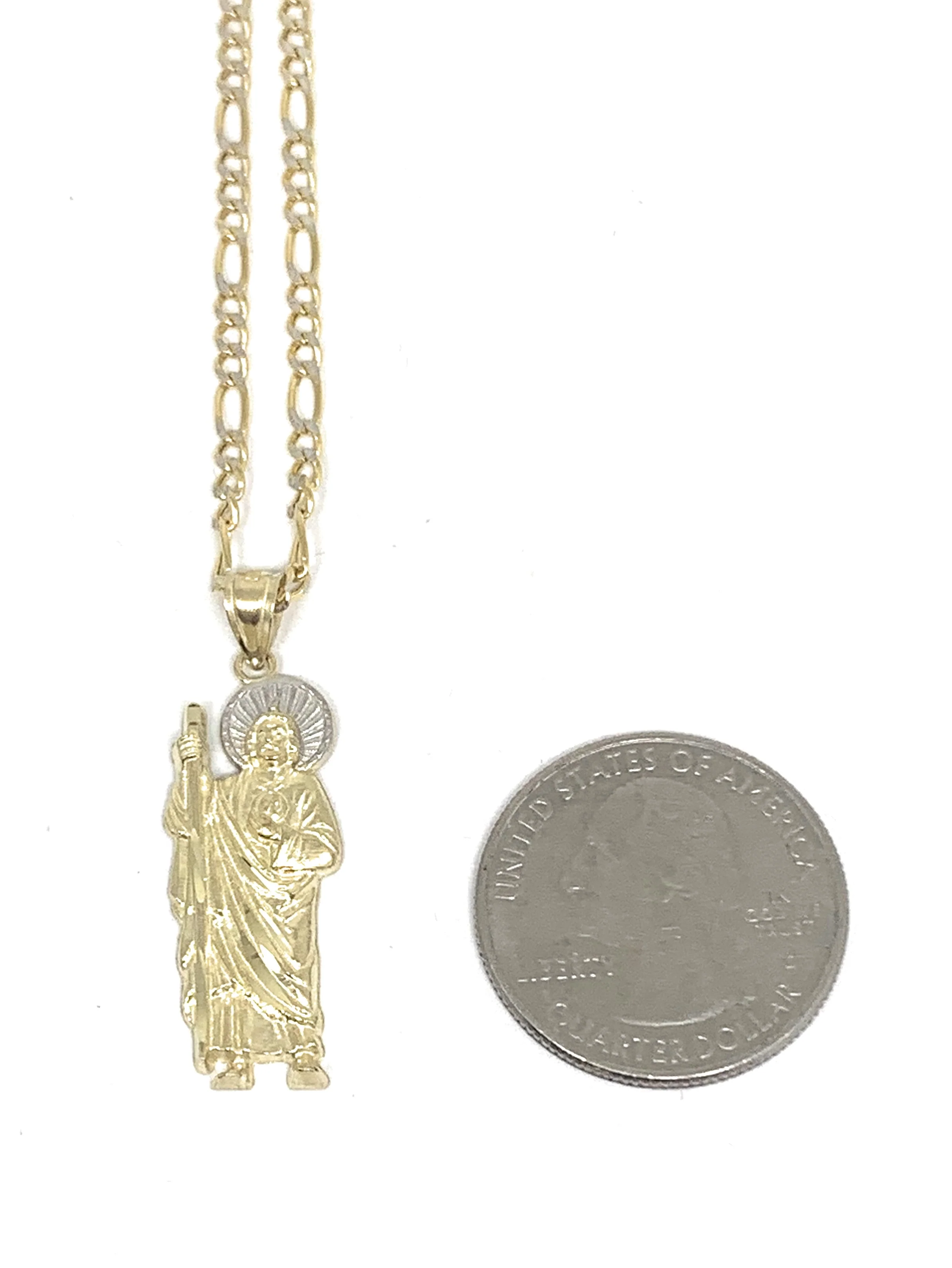 10k Solid Gold Yellow 2-Tone Small Saan Judas Saaint Jude Pendant (SM,XS,XXS) - Image 4