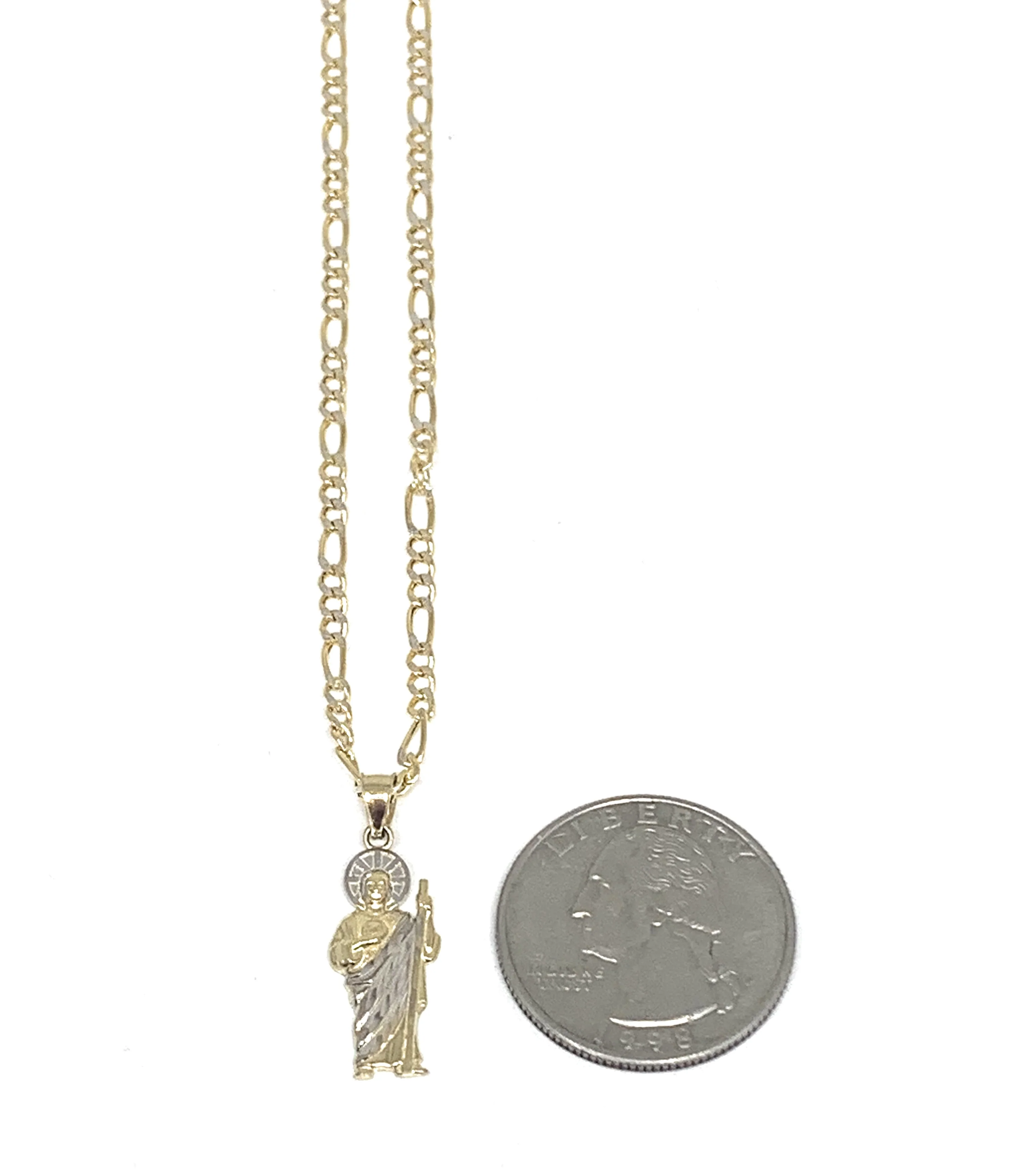10k Solid Gold Yellow 2-Tone Small Saan Judas Saaint Jude Pendant - Image 2