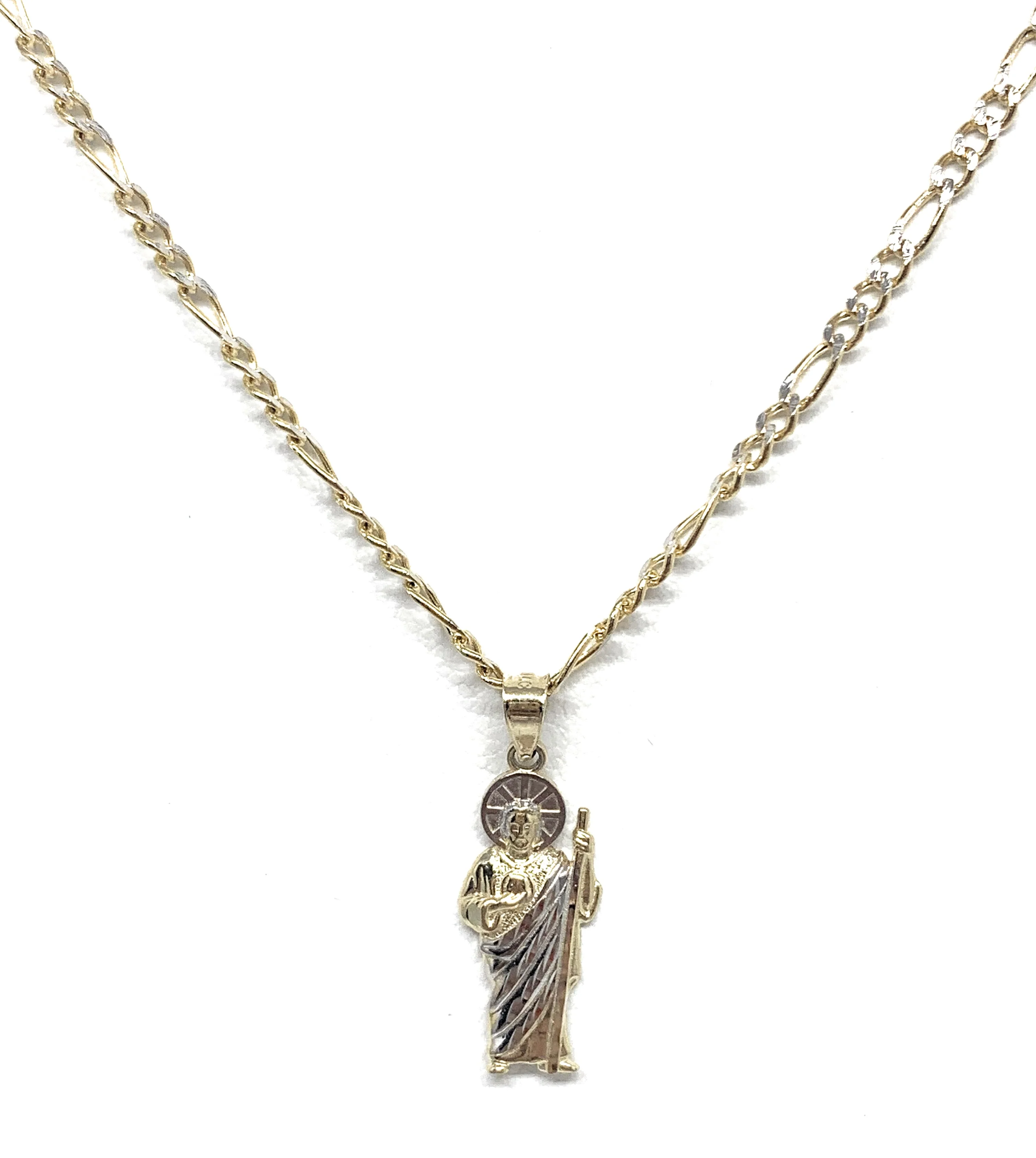 10k Solid Gold Yellow 2-Tone Small Saan Judas Saaint Jude Pendant - Image 3