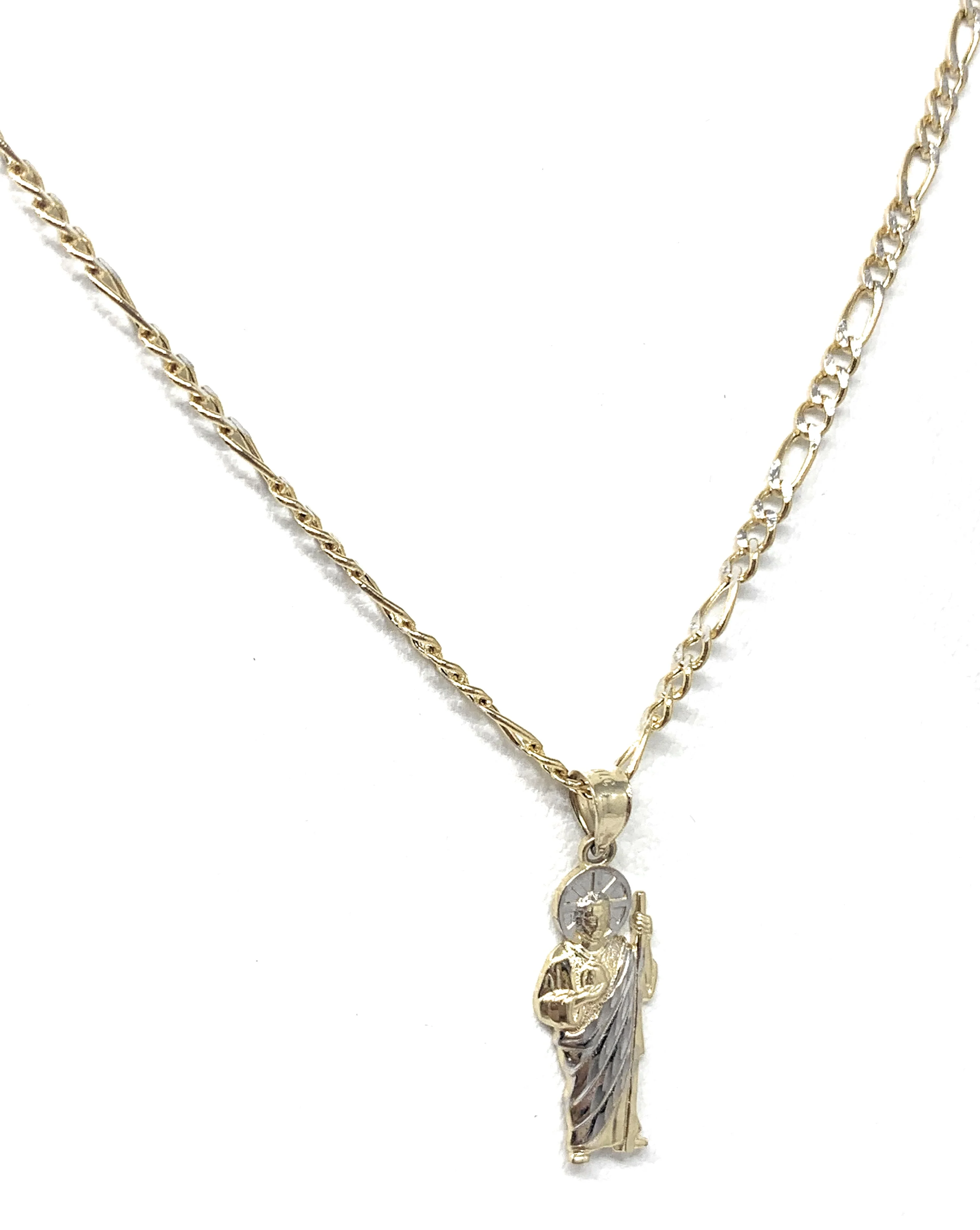 10k Solid Gold Yellow 2-Tone Small Saan Judas Saaint Jude Pendant - Image 4
