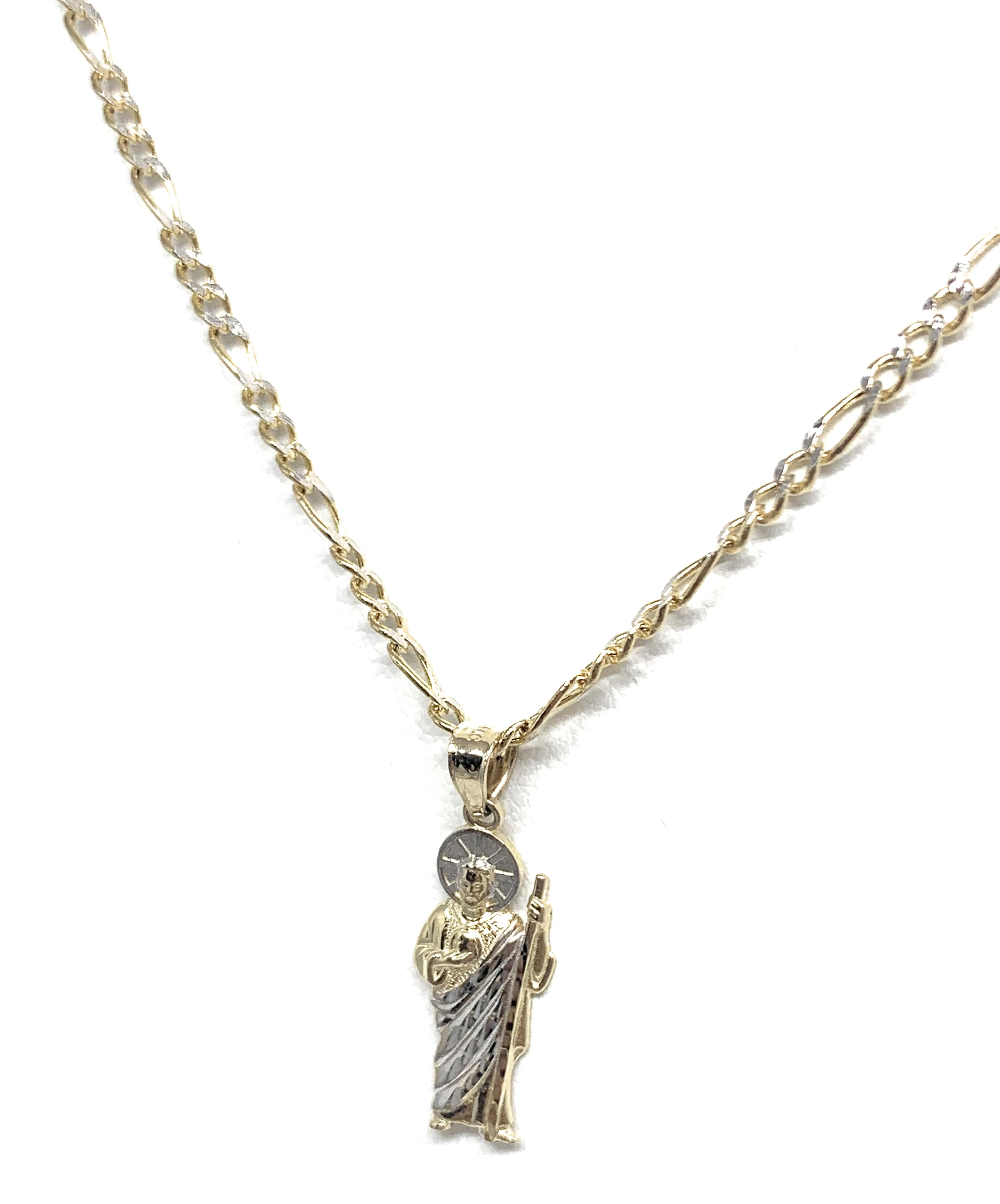10k Solid Gold Yellow 2-Tone Small Saan Judas Saaint Jude Pendant - Image 5