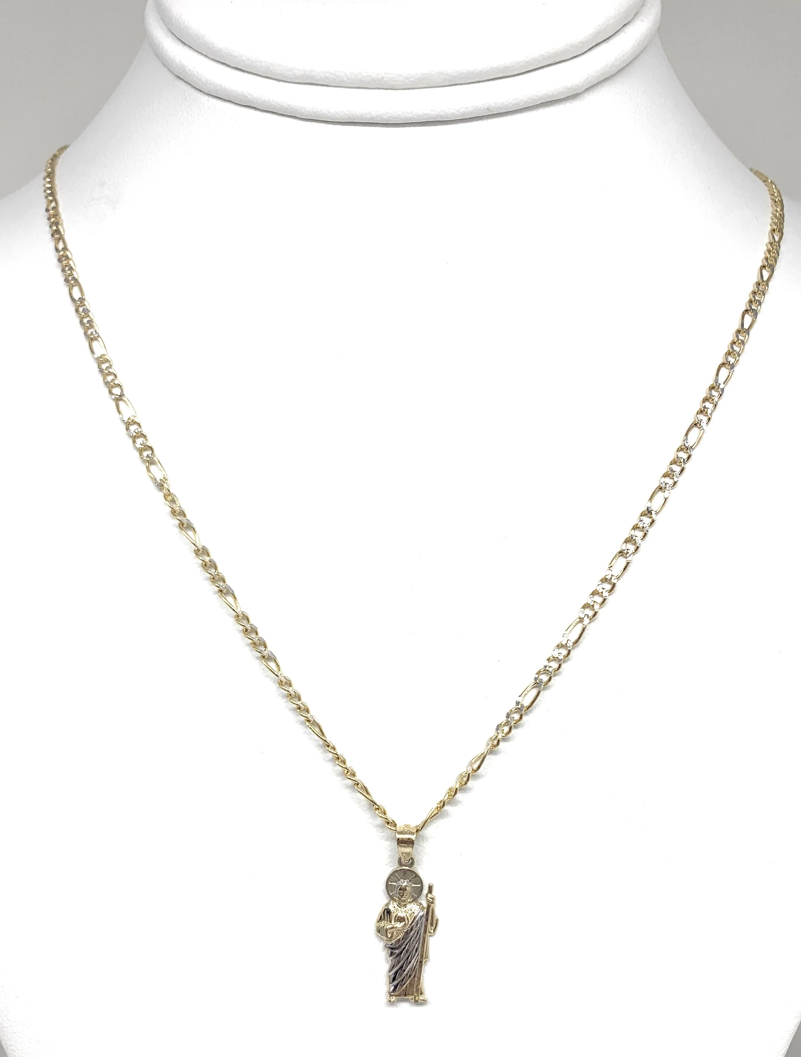 10k Solid Gold Yellow 2-Tone Small Saan Judas Saaint Jude Pendant - Image 6