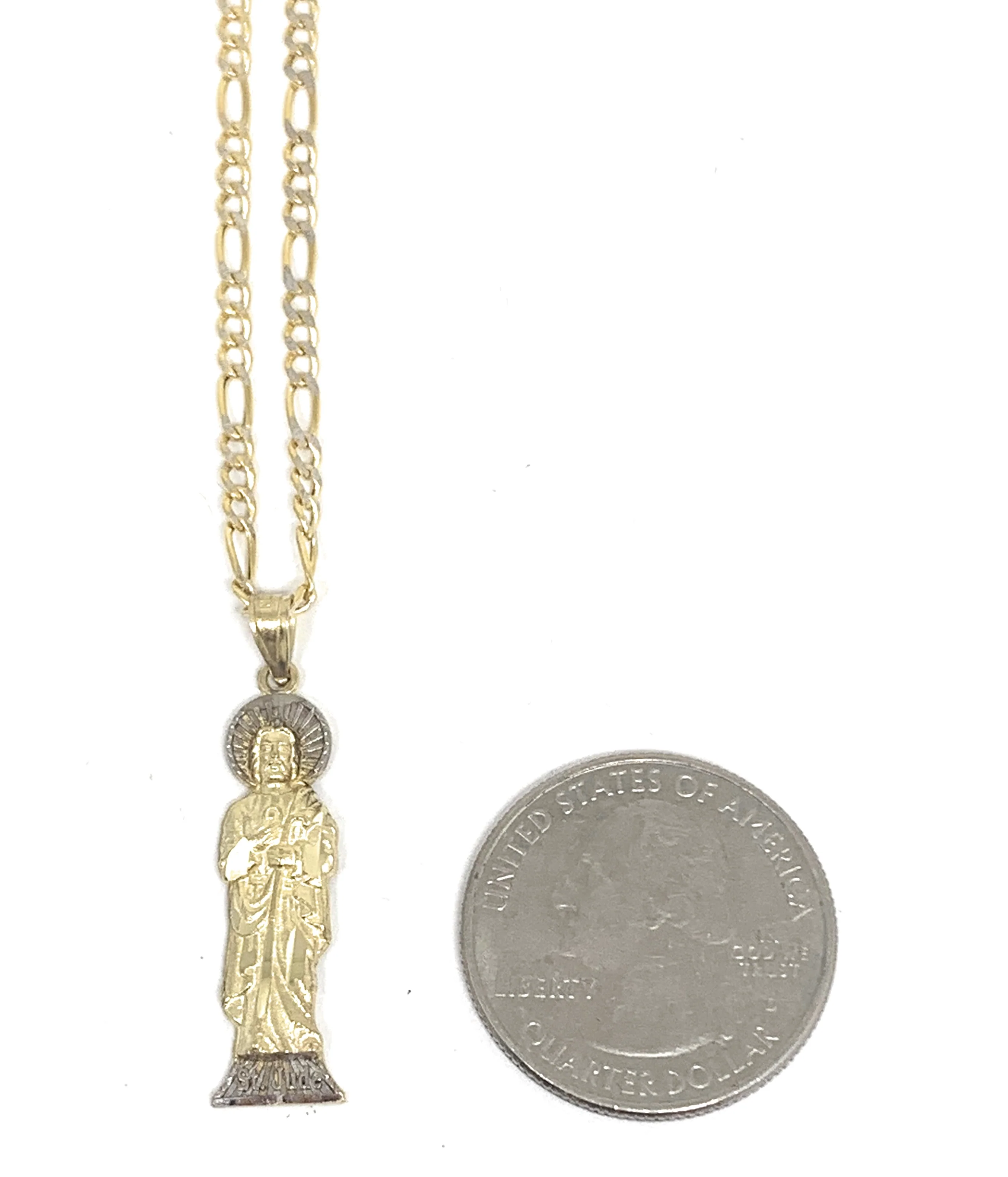 10k Solid Gold Yellow 2-Tone Small Saan Judas Saaint Jude Pendant (SM, LG) - Image 3