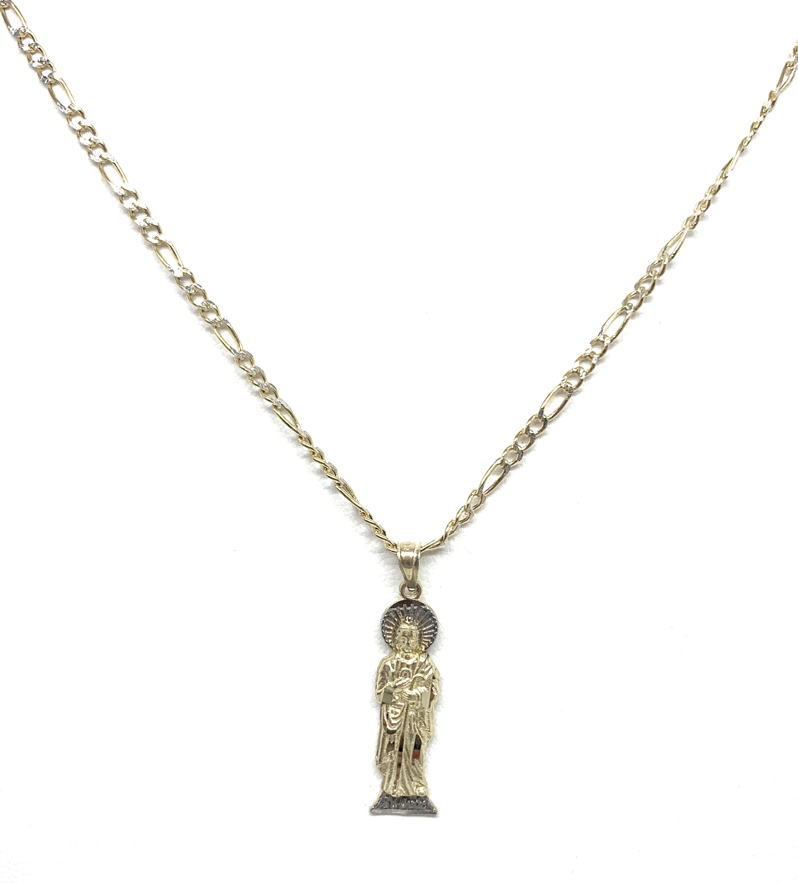 10k Solid Gold Yellow 2-Tone Small Saan Judas Saaint Jude Pendant (SM, LG) - Image 4