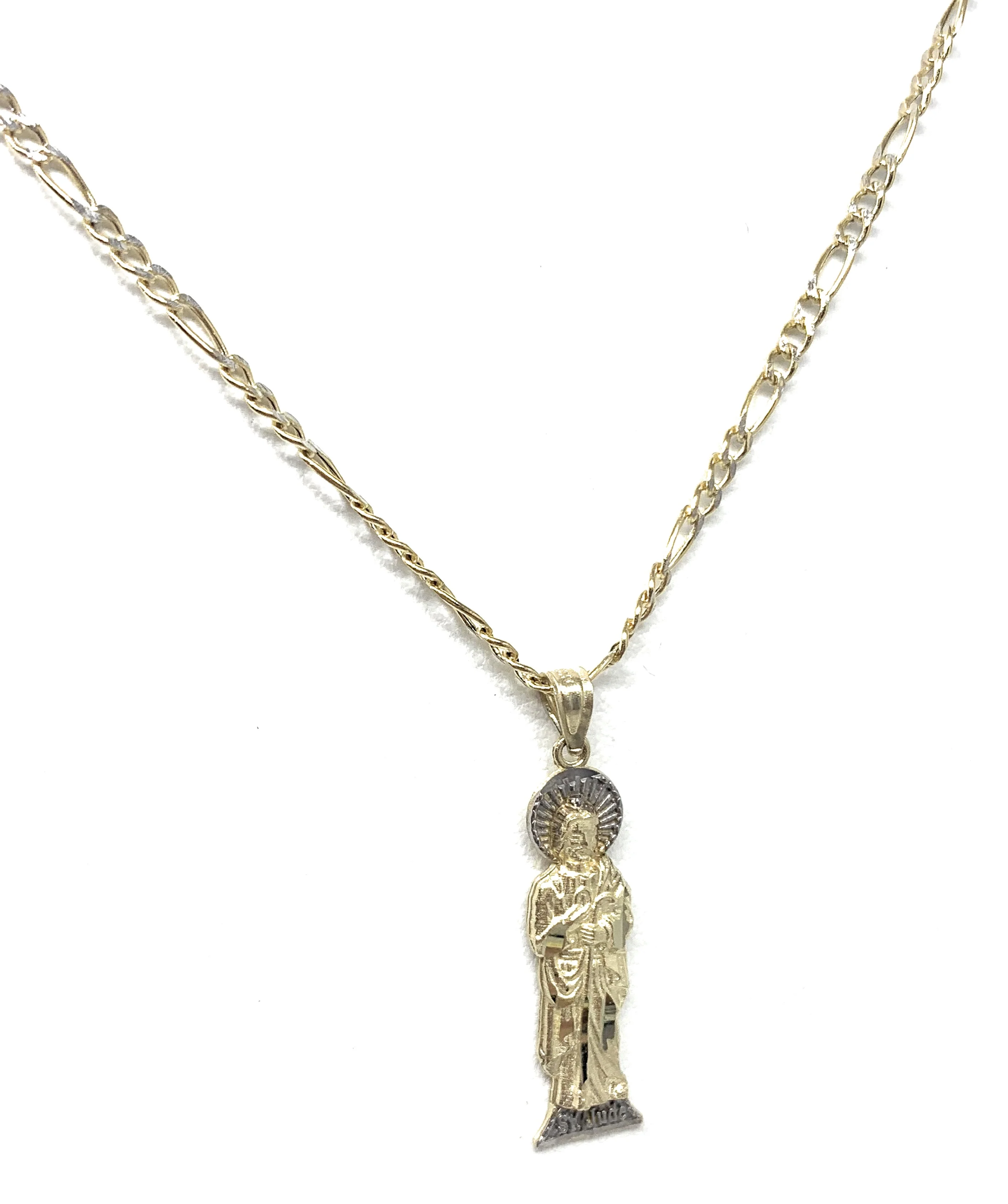 10k Solid Gold Yellow 2-Tone Small Saan Judas Saaint Jude Pendant (SM, LG) - Image 5