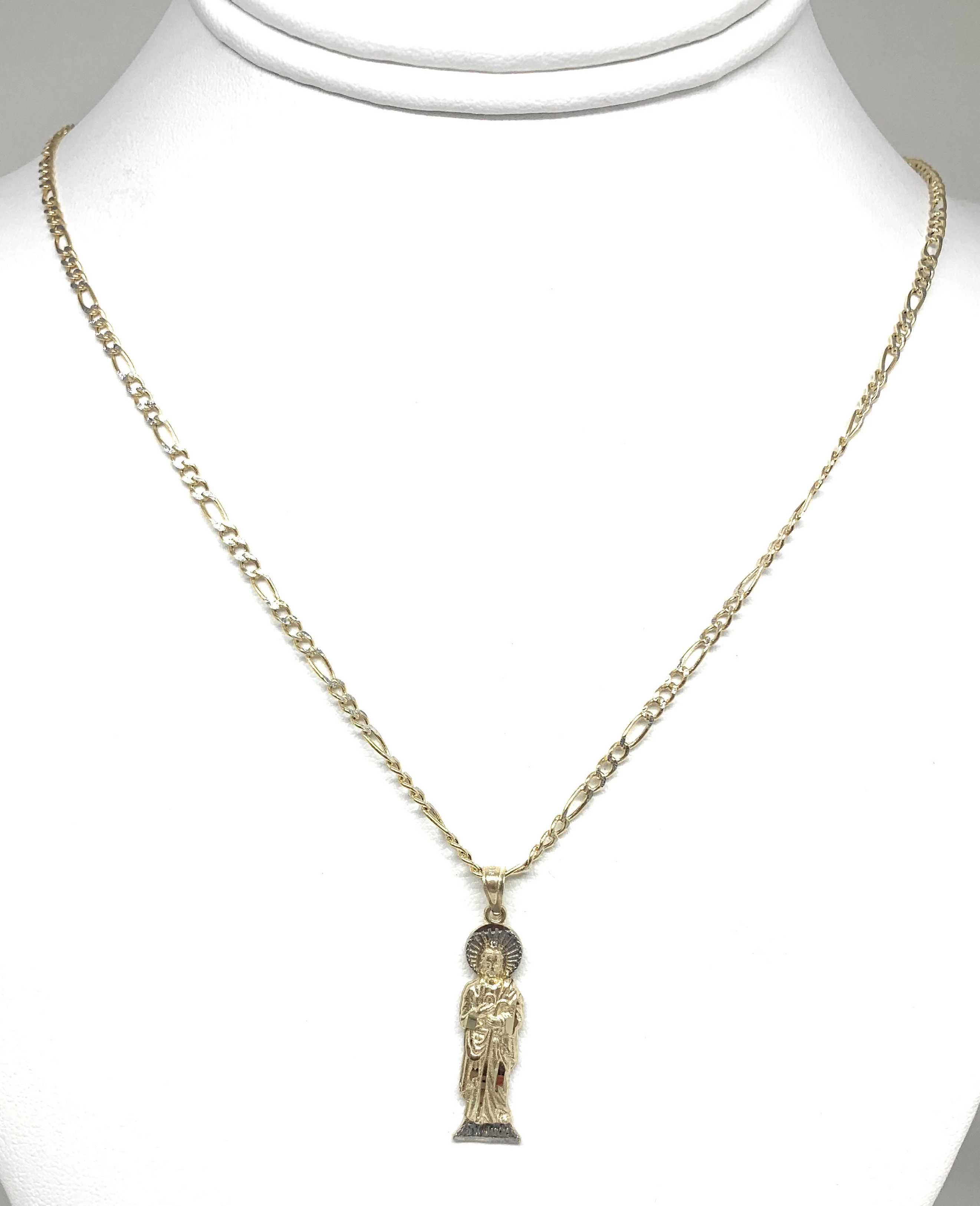 10k Solid Gold Yellow 2-Tone Small Saan Judas Saaint Jude Pendant (SM, LG) - Image 7