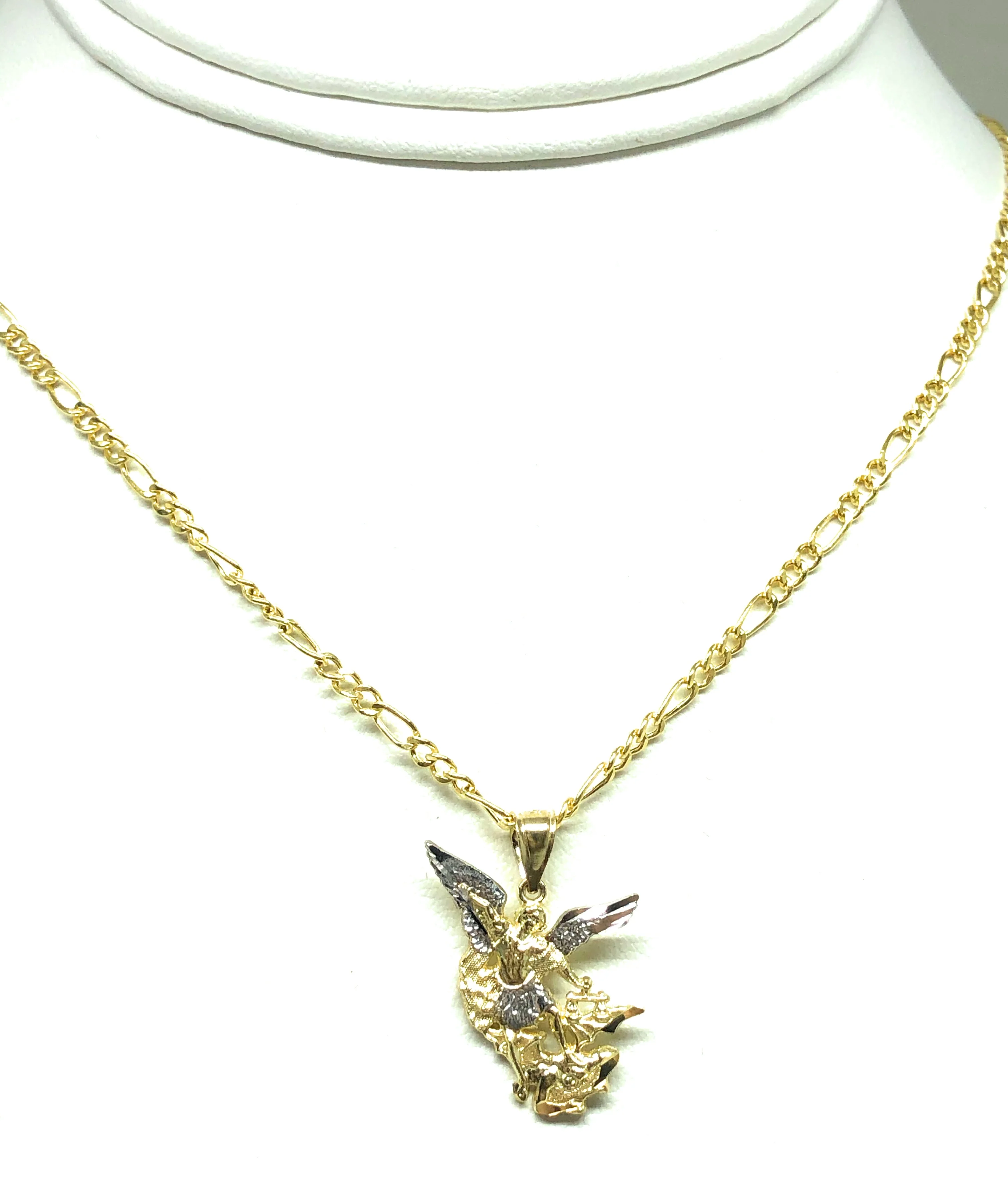 10k Solid Gold Yellow 2-Tone St. Michael Archangel Pendant Necklace (SM) - Image 5