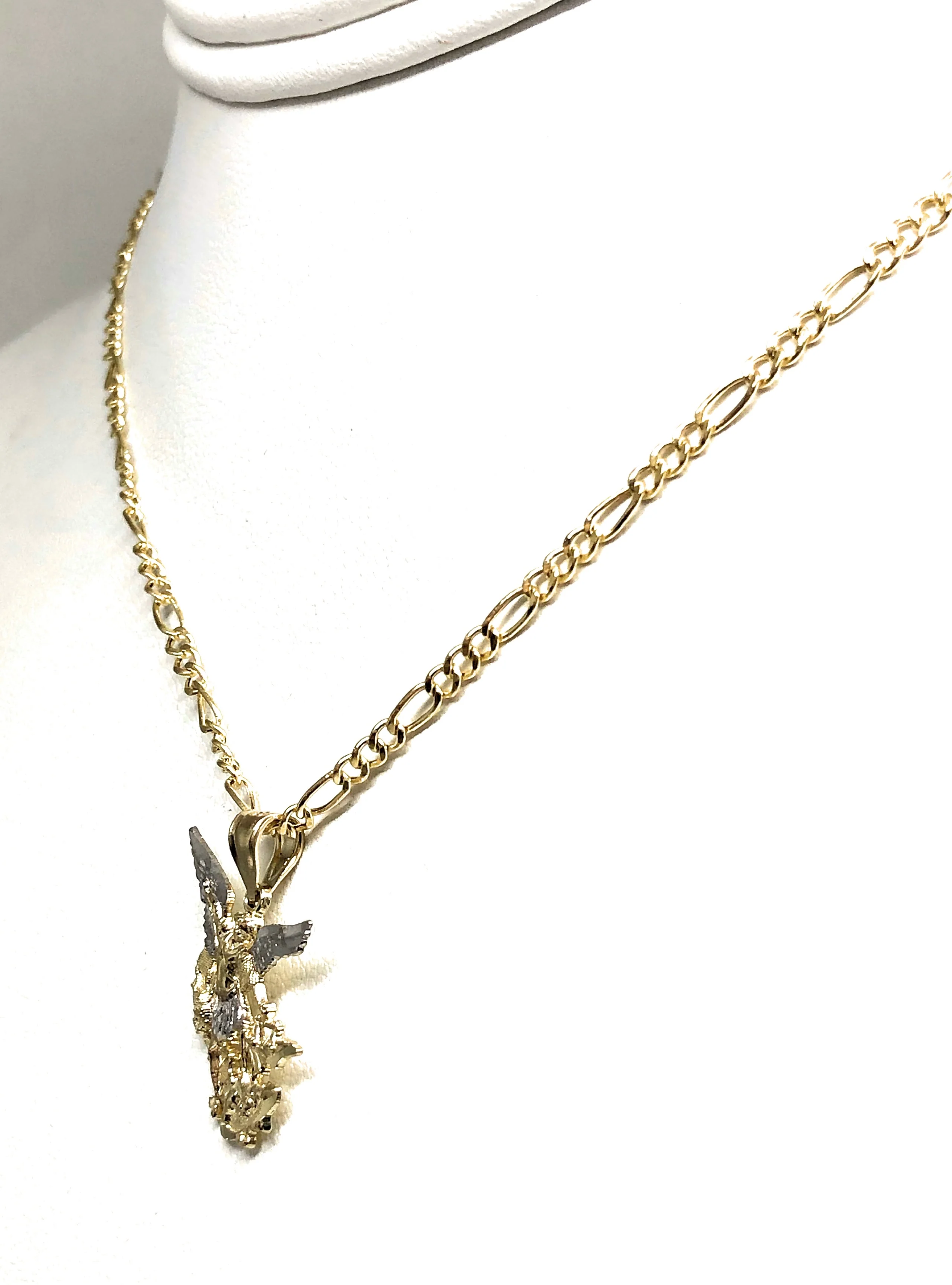 10k Solid Gold Yellow 2-Tone St. Michael Archangel Pendant Necklace (SM) - Image 7