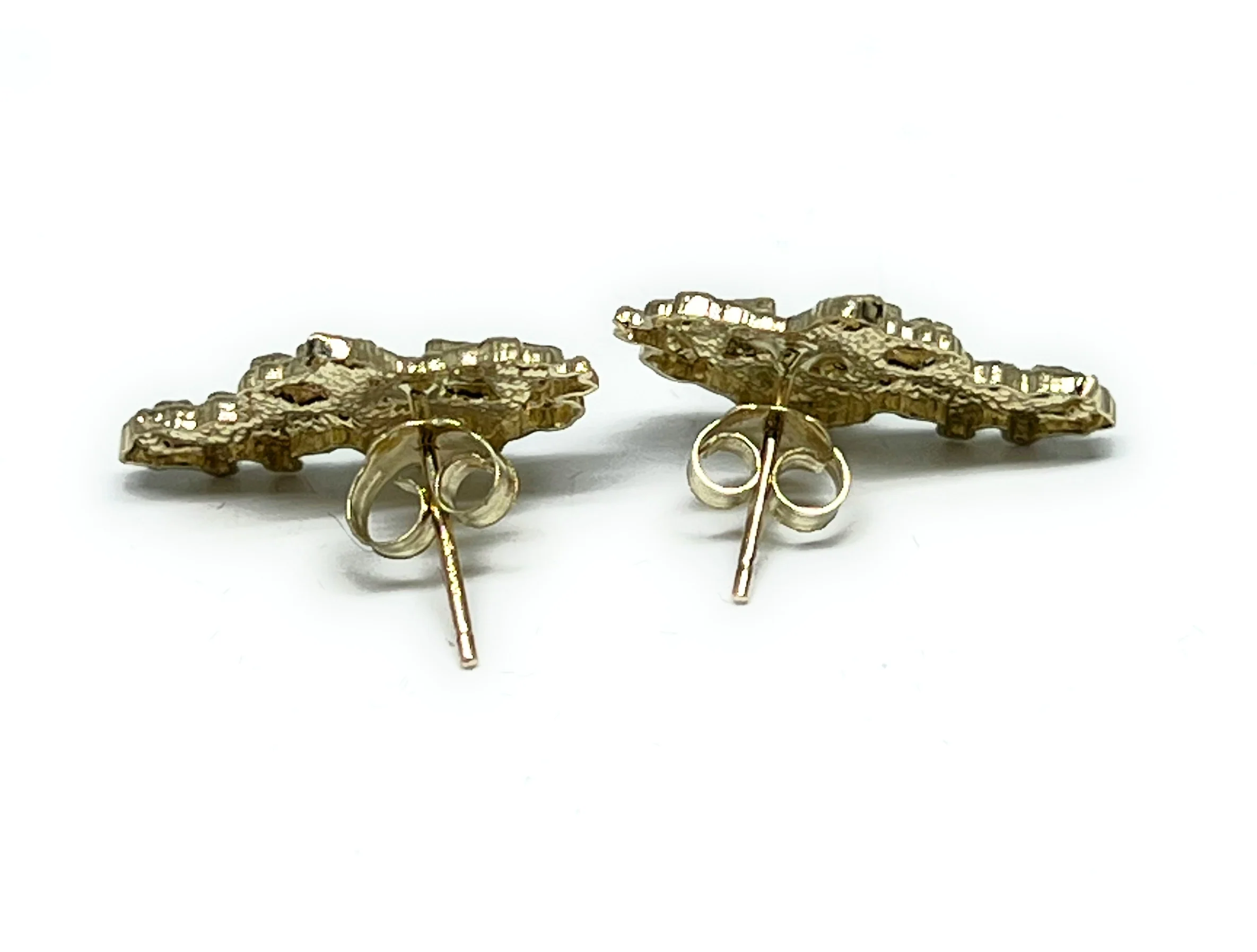 10k Solid Gold Yellow AFRICA SHAPED Nugget Cluster Stud Earrings (SM, MED) - Image 3