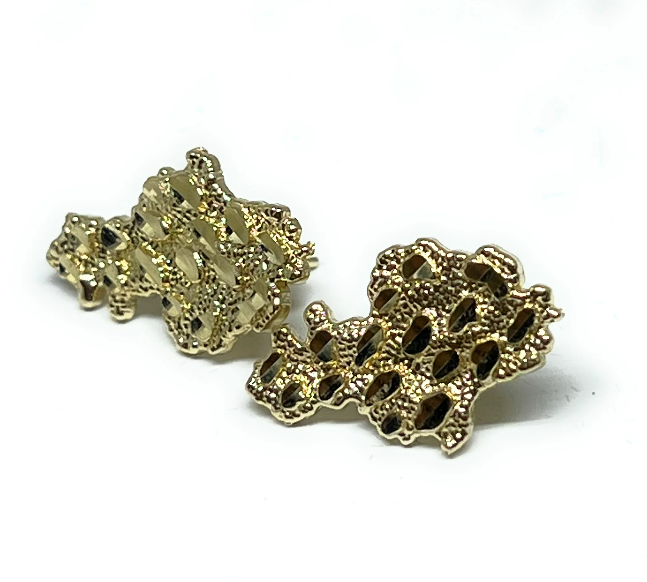 10k Solid Gold Yellow AFRICA SHAPED Nugget Cluster Stud Earrings (SM, MED) - Image 4