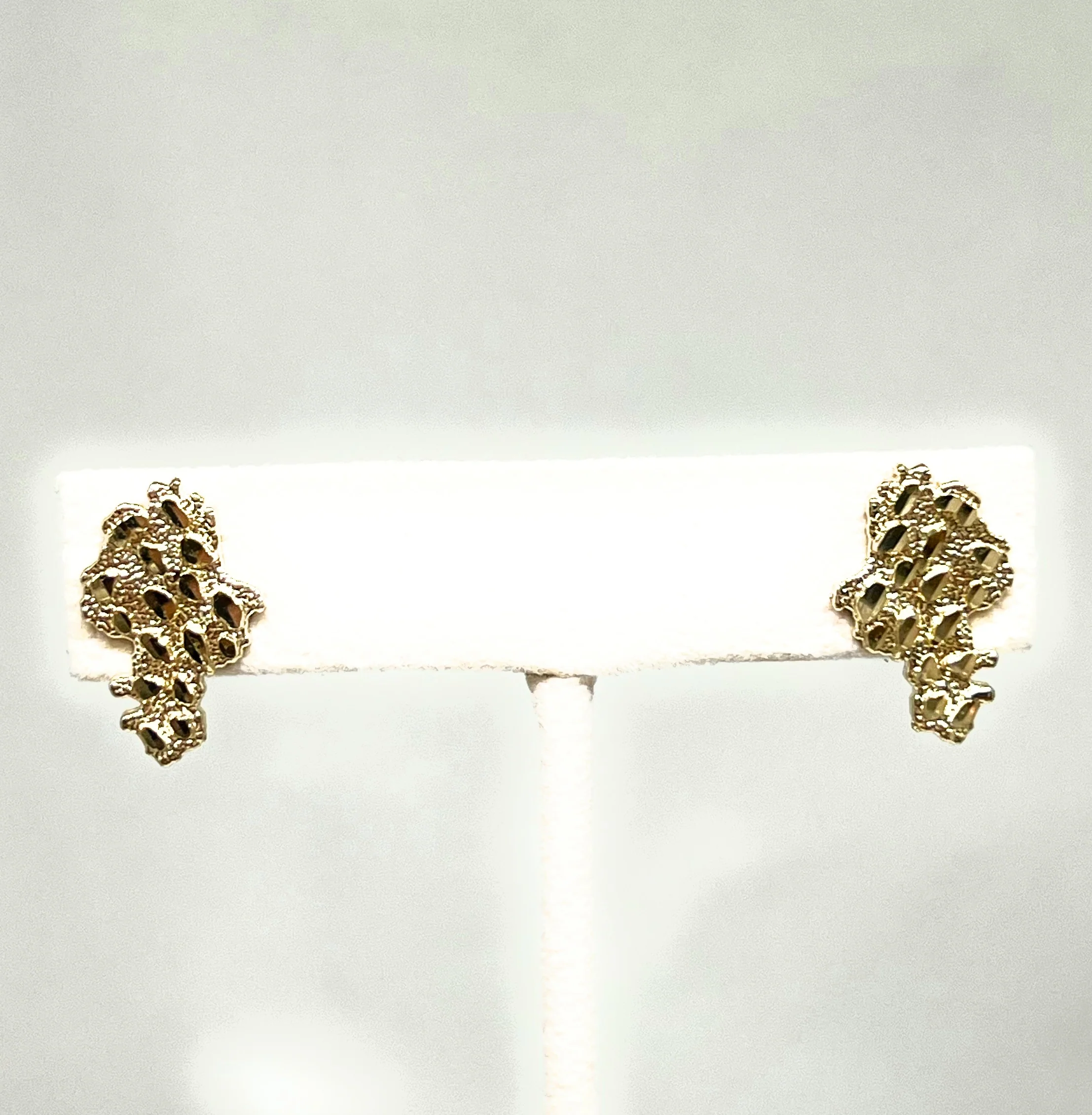 10k Solid Gold Yellow AFRICA SHAPED Nugget Cluster Stud Earrings (SM, MED) - Image 5