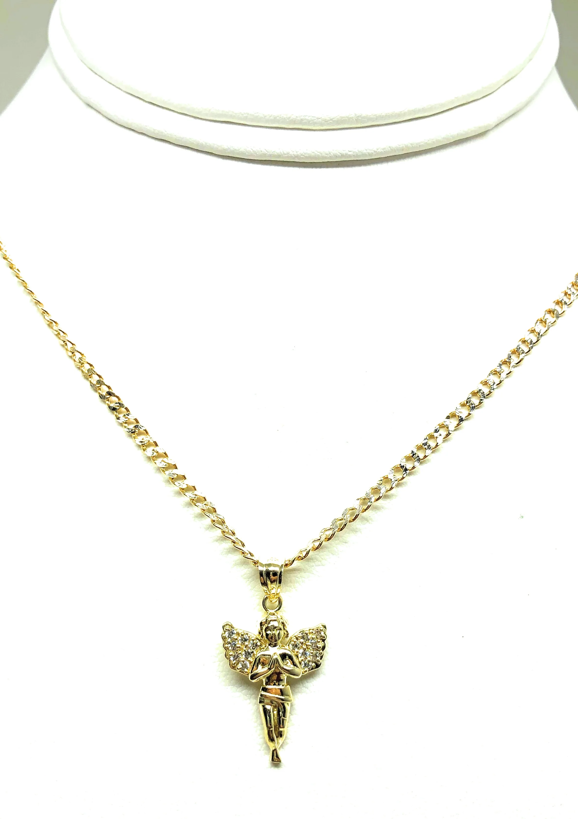 10k Solid Gold Yellow Angel Cubic Zirconia Pendant Necklace (SM,MED,LG) - Image 8